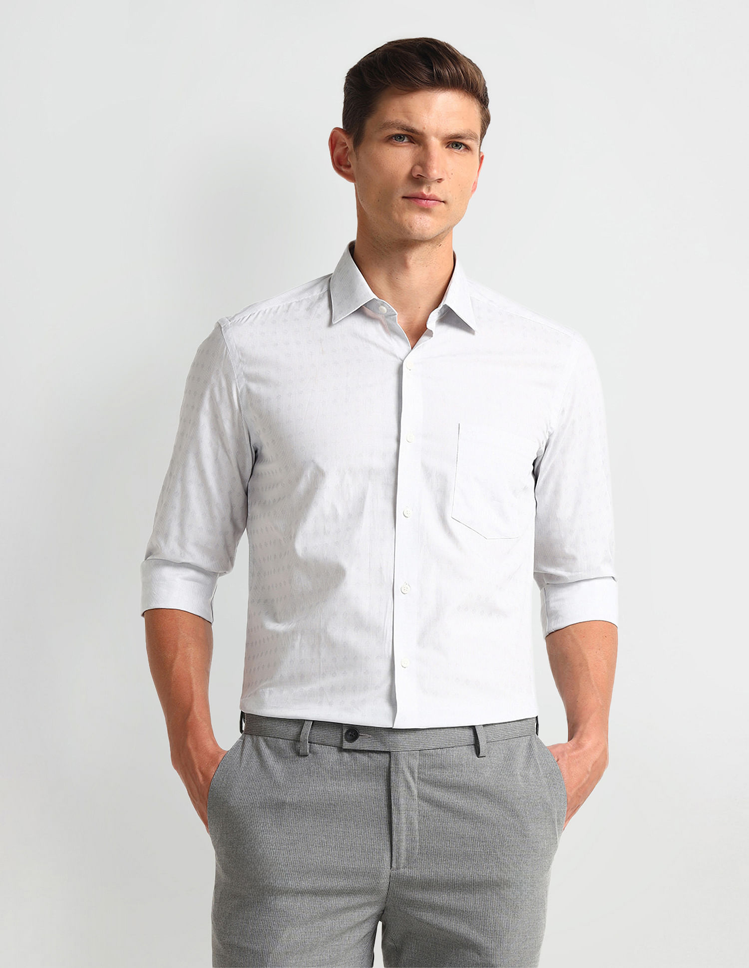 Arrow Manhattan Slim Fit Dobby All-Over Shirt
