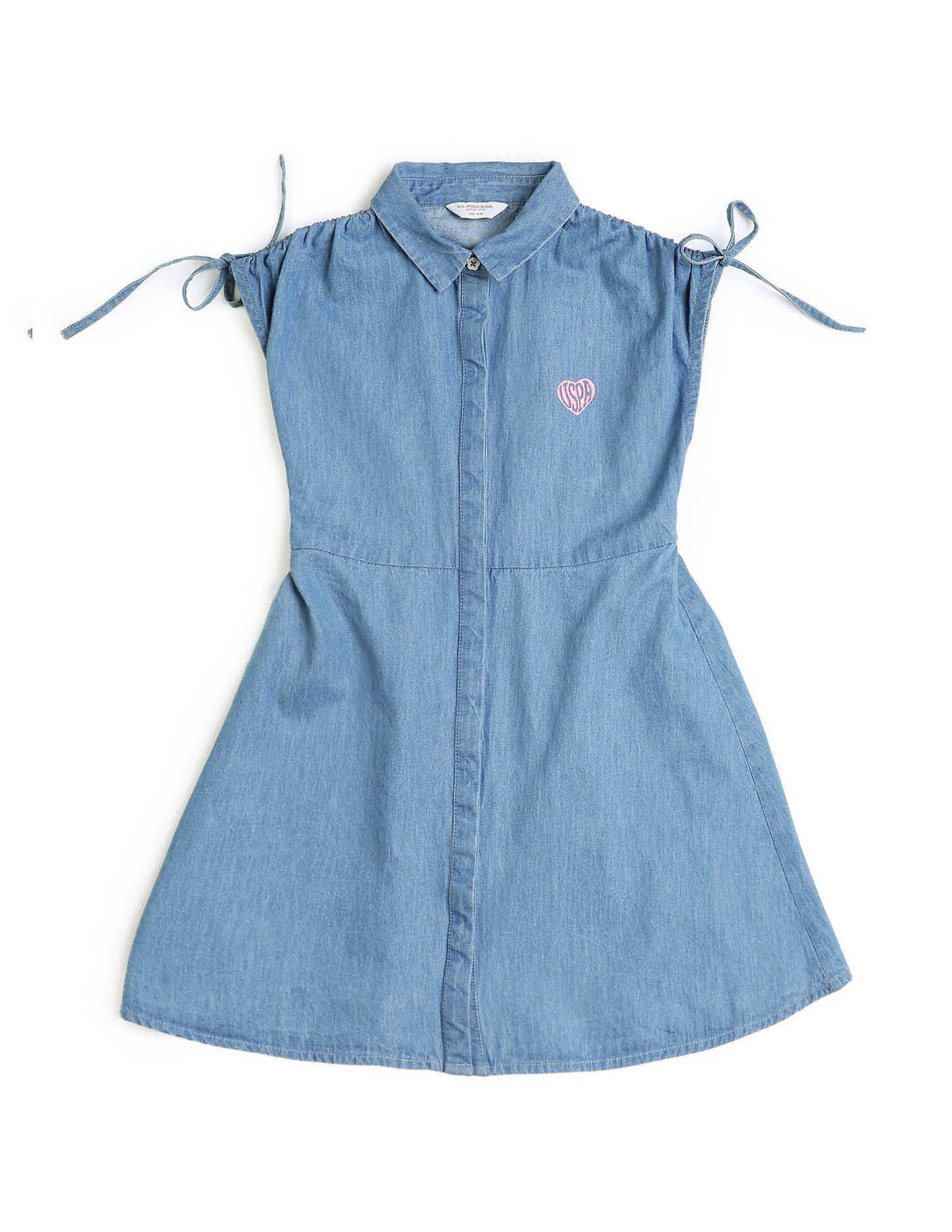 U.S. Polo Assn. Kids Girls Denim Fit And Flare Dress