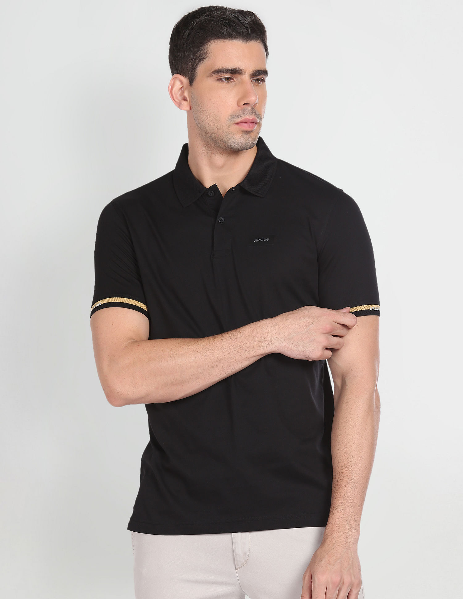 Arrow Newyork Tipped Cuff Cotton Polo Shirt