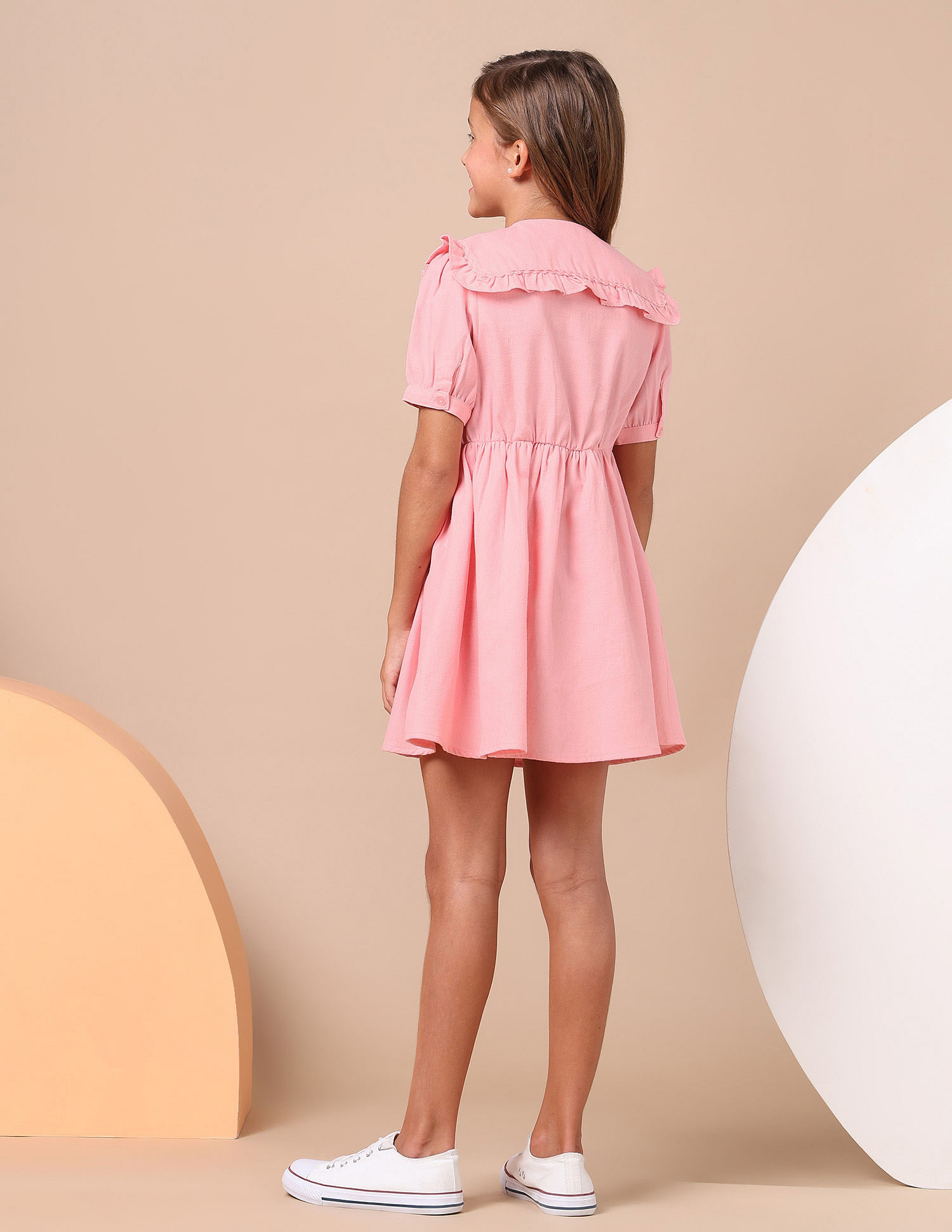 U.S. Polo Assn. Kids Girls Cape Collar Solid Mini Dress