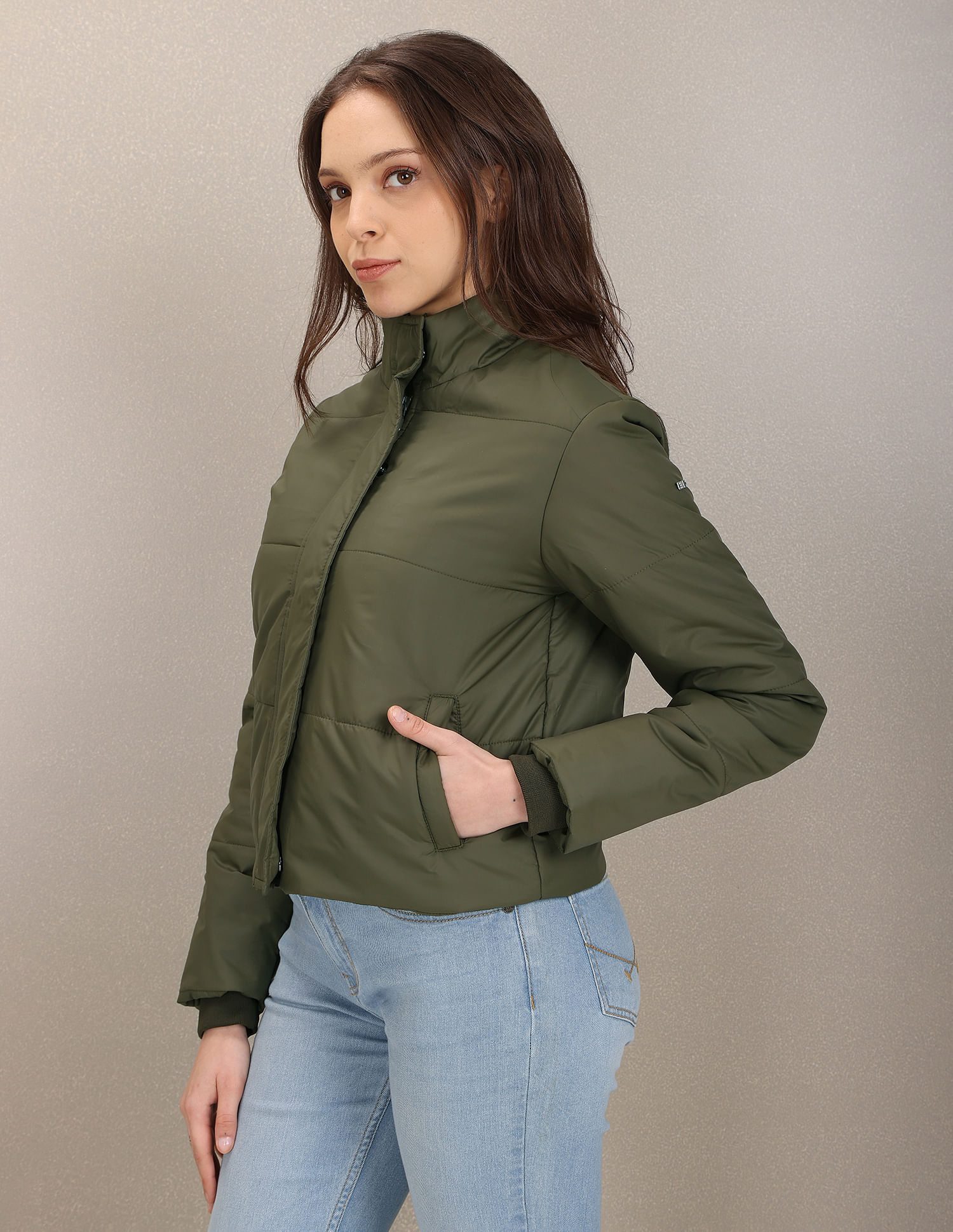 green padded jacket womens