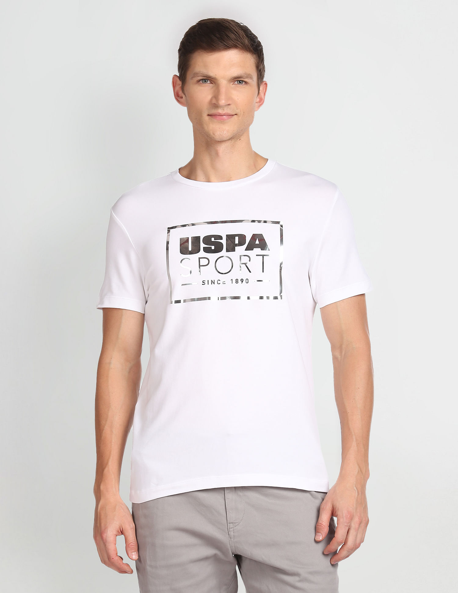 USPA Active Slim Fit Brand Print T-Shirt