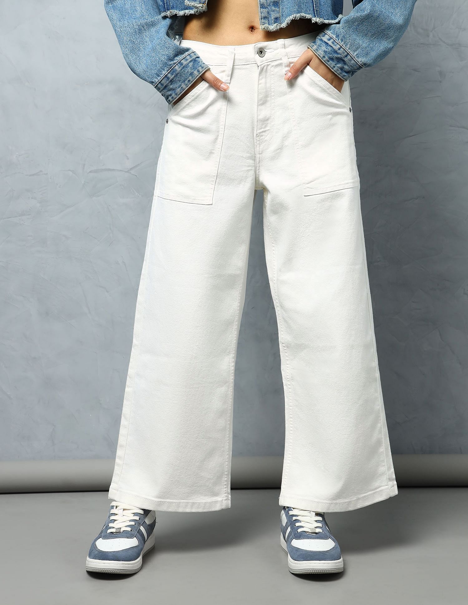 Flying Machine Women High Rise Wide Leg Jeans