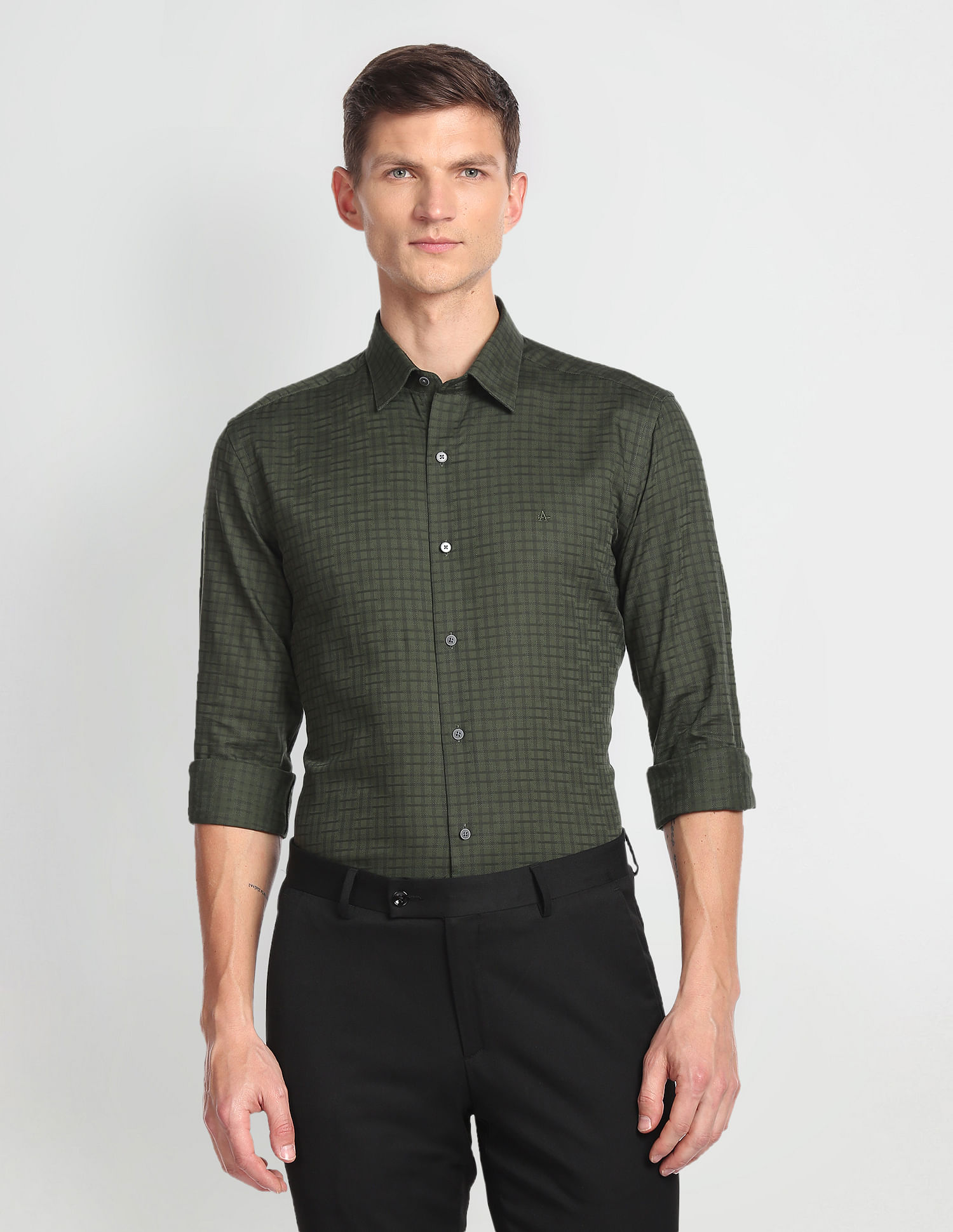 Arrow Newyork Micro Check Cotton Shirt