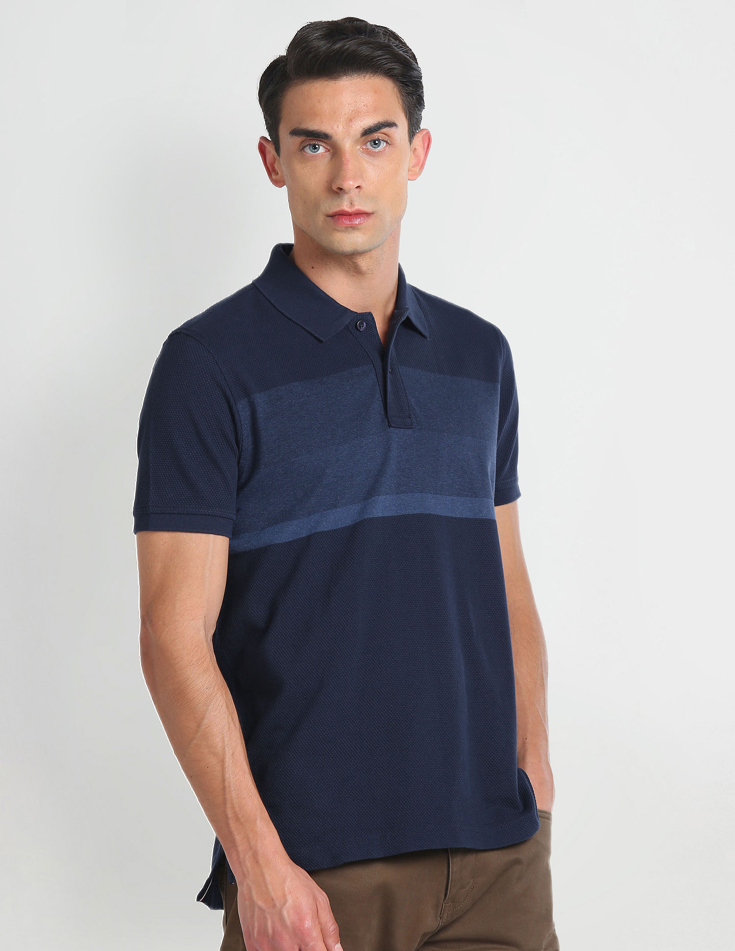 Arrow Sports Colour Block Cotton Polo Shirt