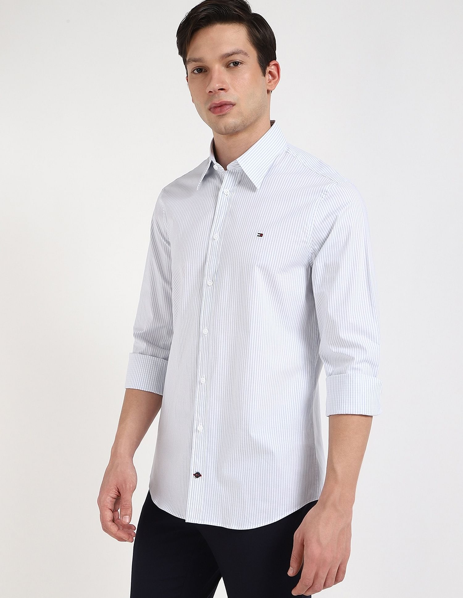 Tommy Hilfiger Striped Slim-Fit Poplin Woven Shirt