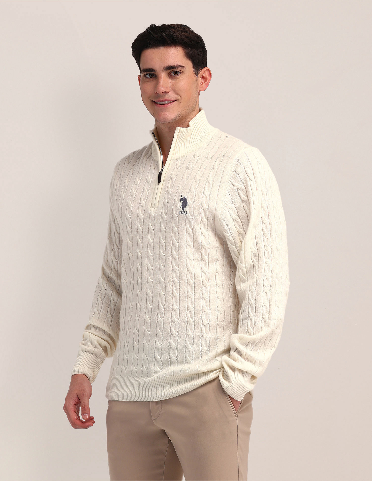 U.S. Polo Assn. High Neck Zipper Sweater
