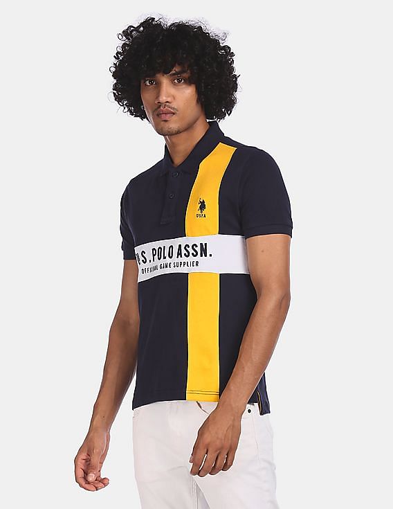 U.S. Polo Assn. Embroidered Logo Colour Block Polo Shirt