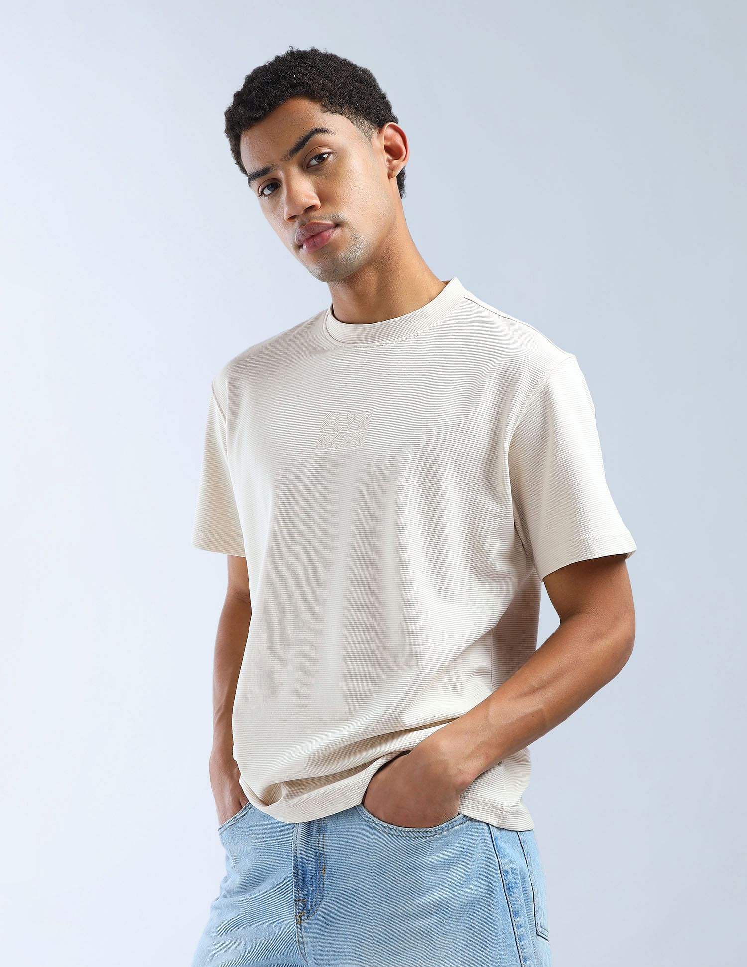 Flying Machine Textured Relaxed Fit Essentials T-Shirt