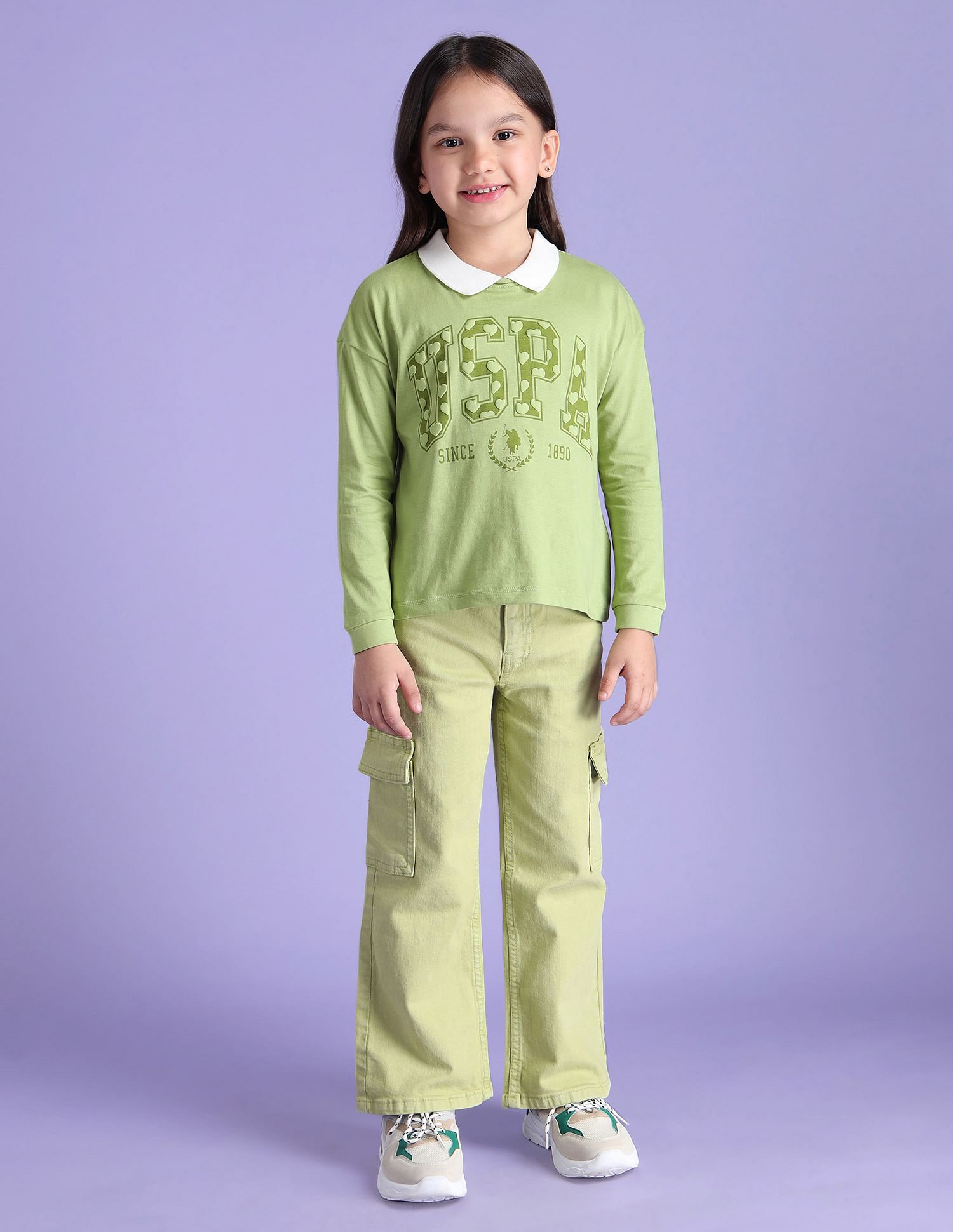U.S. Polo Assn. Kids Girls Logo Cotton Polo Shirt