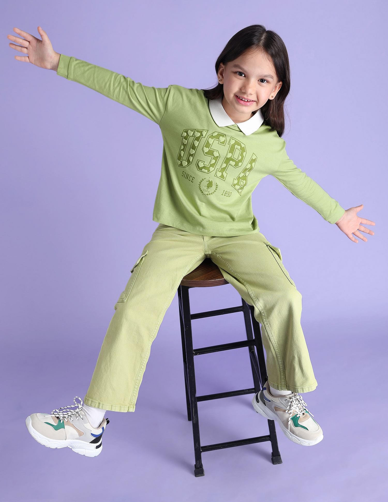 U.S. Polo Assn. Kids Girls Logo Cotton Polo Shirt