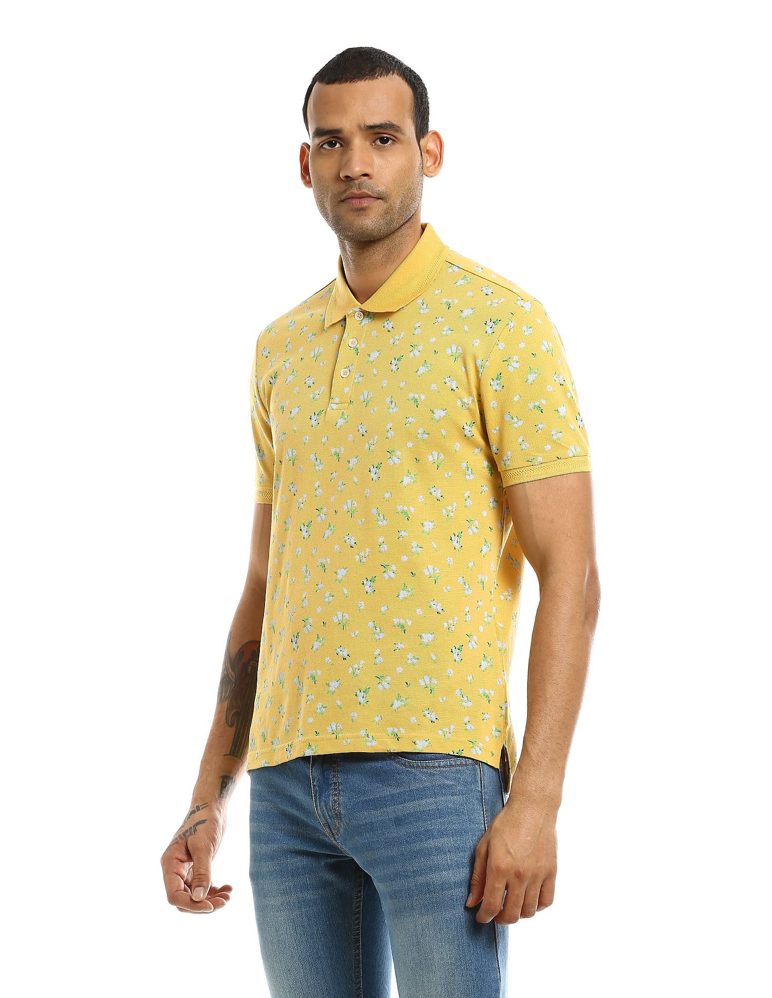 AD by Arvind Floral Print Pique Polo Shirt