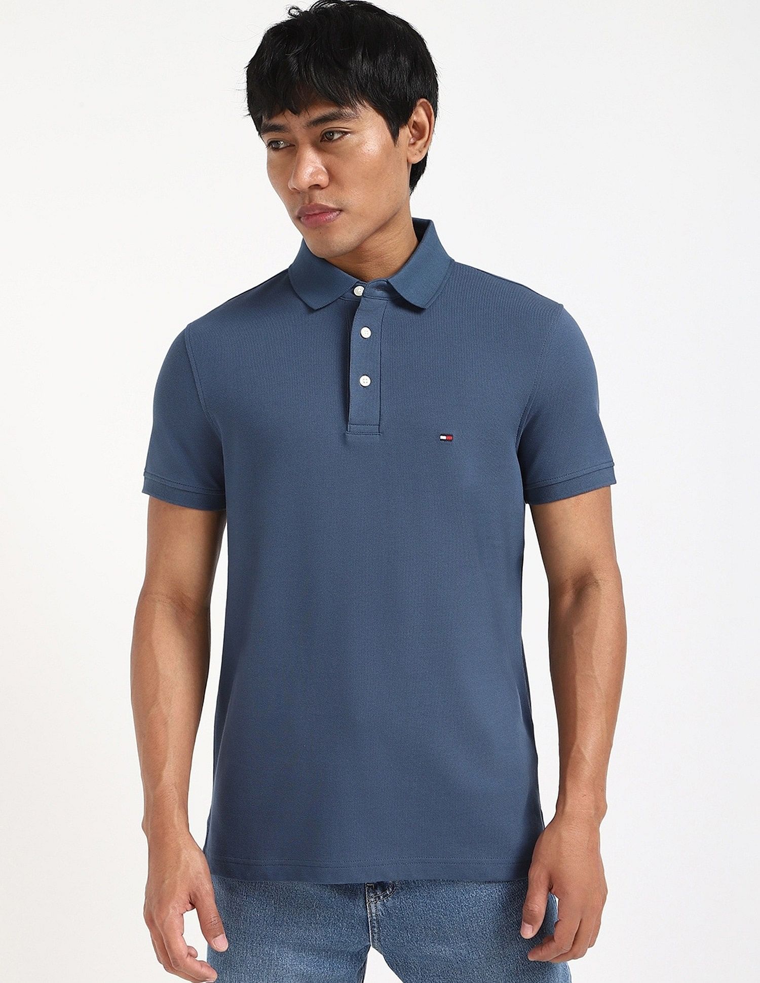 Tommy Hilfiger Solid Slim-Fit Cotton Polo Shirt
