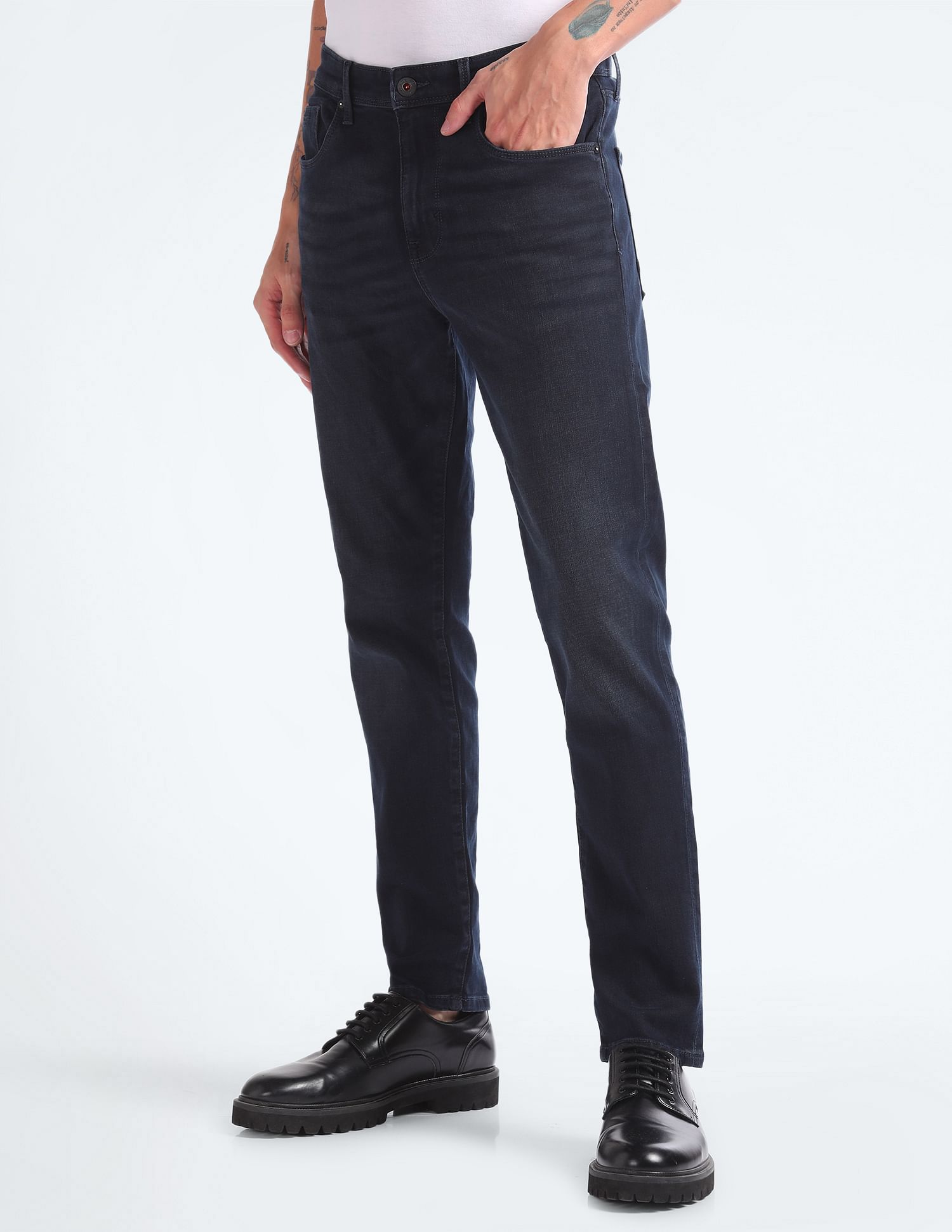 Flying Machine Slash Slim Tapered Dark Wash Jeans