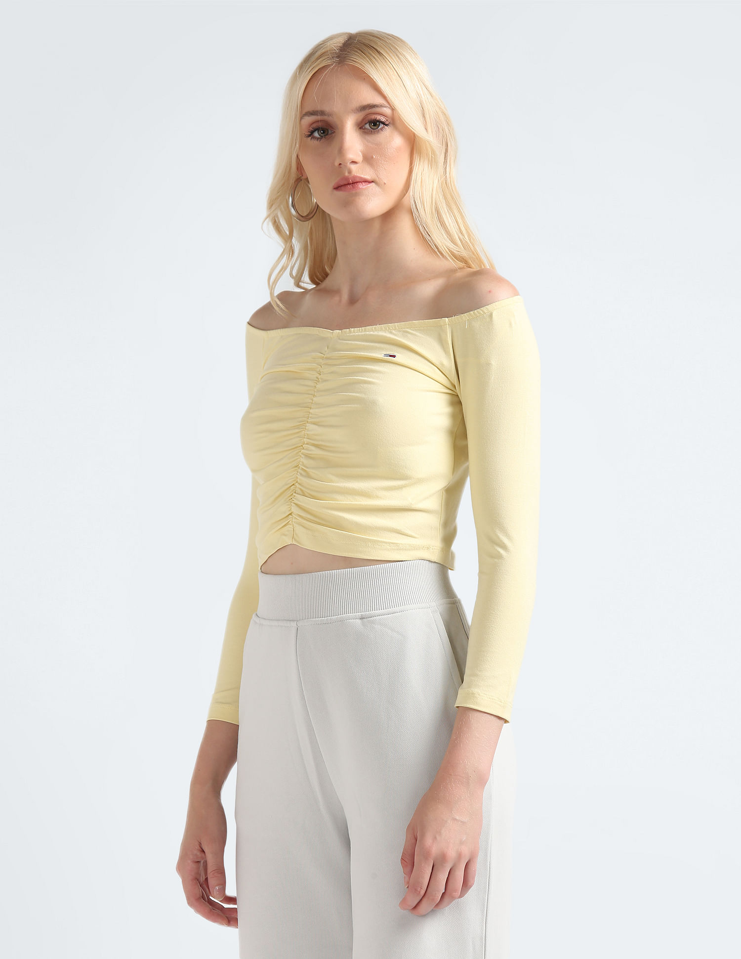 Tommy Hilfiger Off Shoulder Gathering Crop Top
