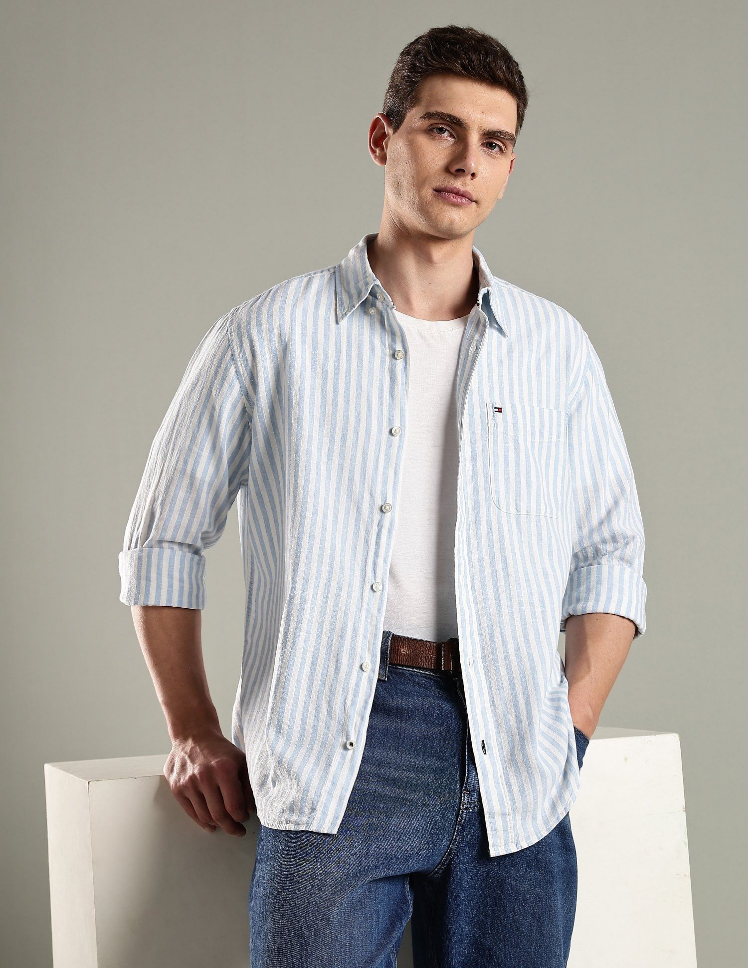 Tommy Hilfiger Striped Regular Fit Linen Shirt