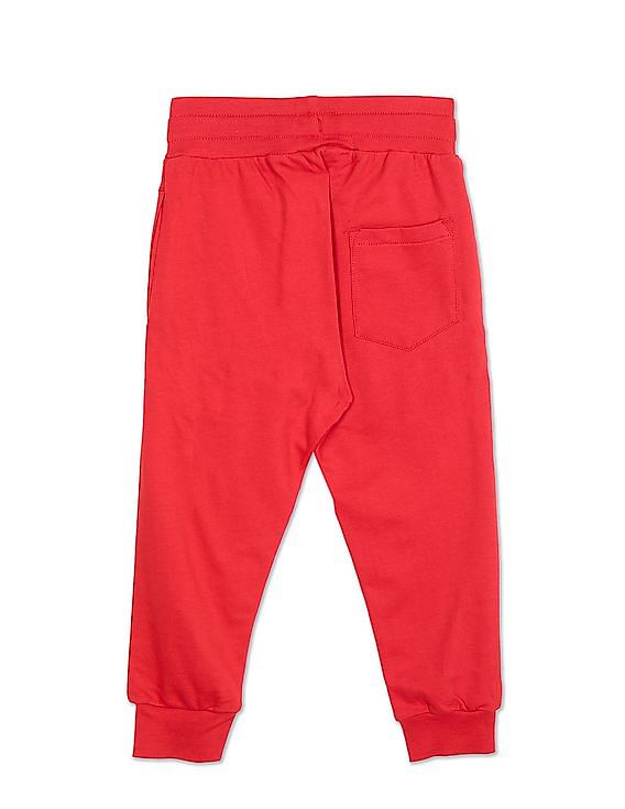U.S. Polo Assn. Kids Boys Red Mid Rise Brand Print Track Pants