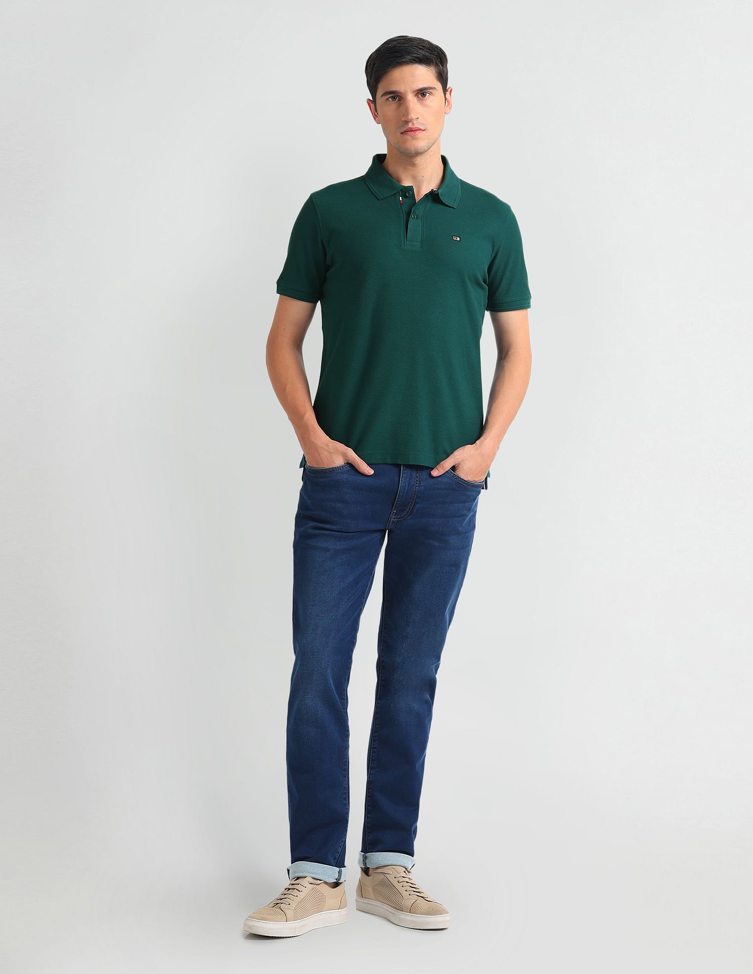 Arrow Sports Pure Cotton Textured Polo Shirt