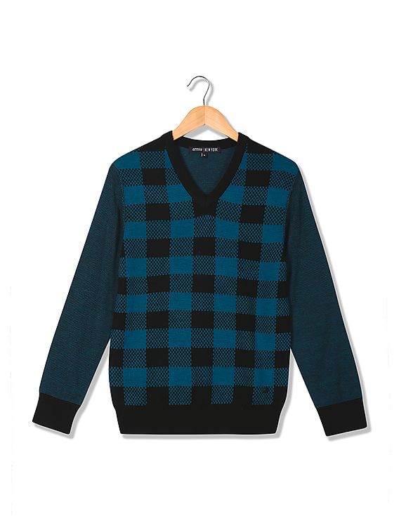 Buy Arrow Newyork Check Pattern V-neck Sweater - NNNOW.com