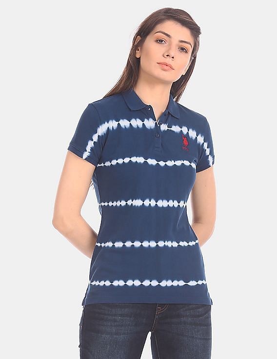 U.S. Polo Assn. Women Tie And Dye Pique Polo Shirt