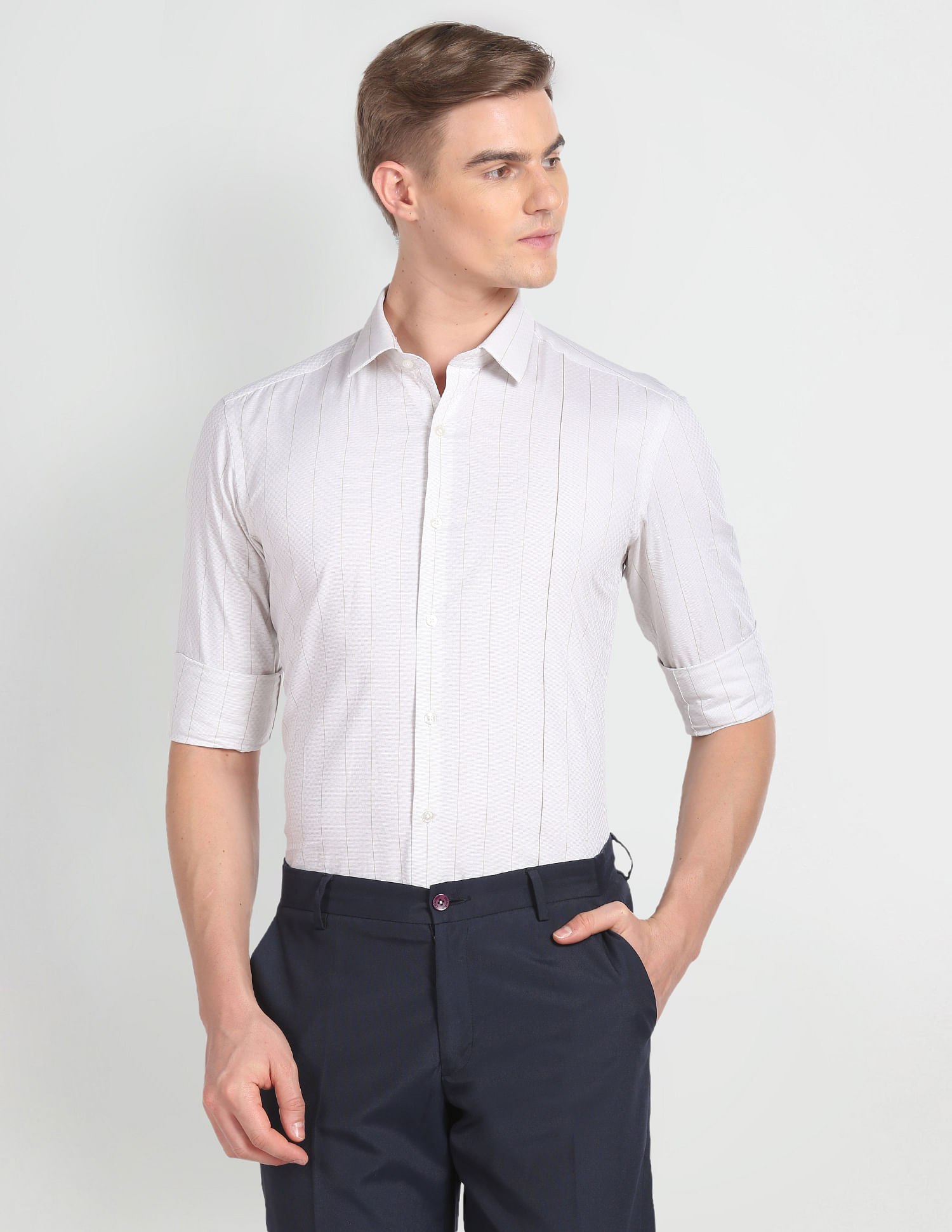 Arrow Vertical Stripe Slim Fit Shirt