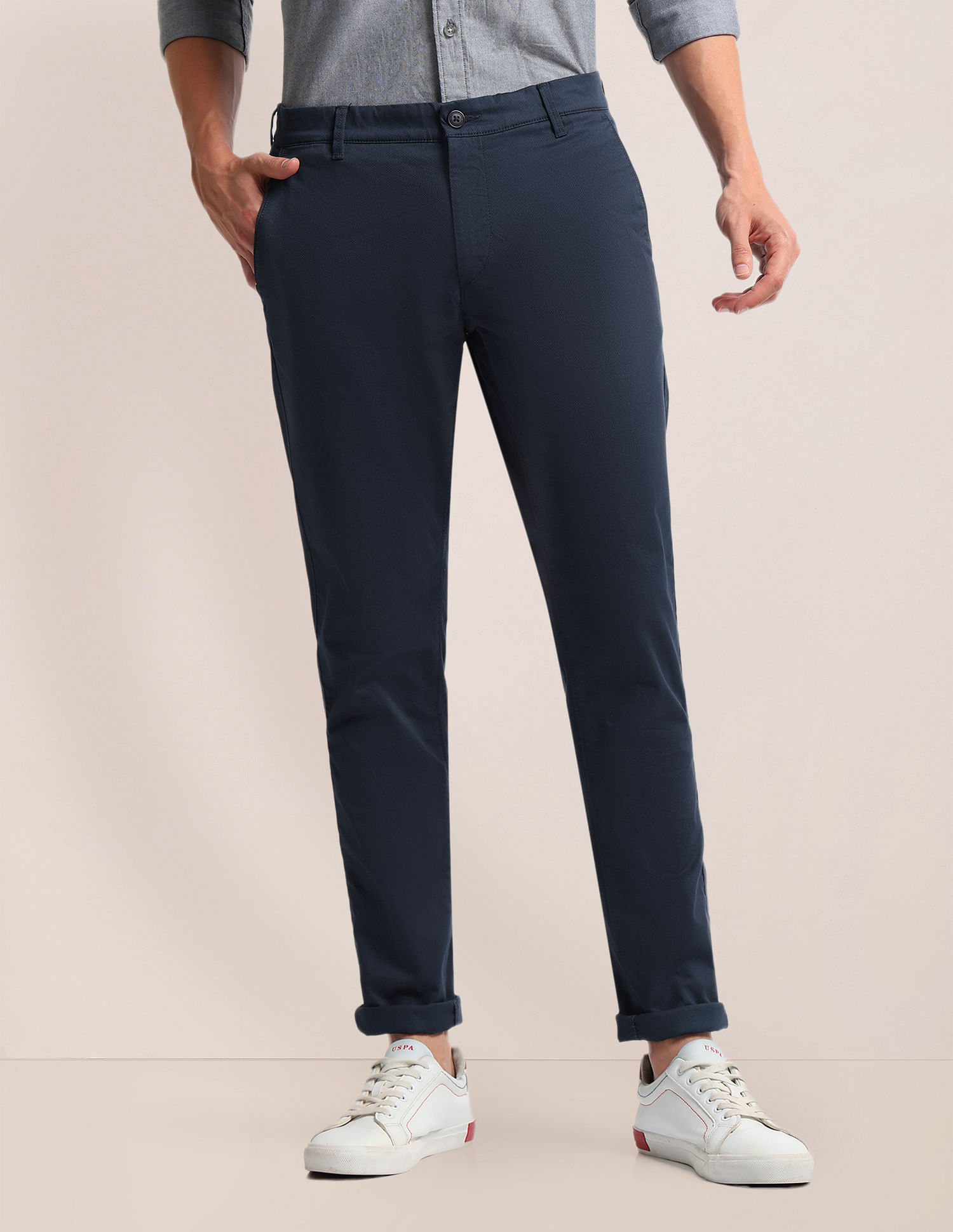 U.S. Polo Assn. Slim Straight Fit Satin Trousers