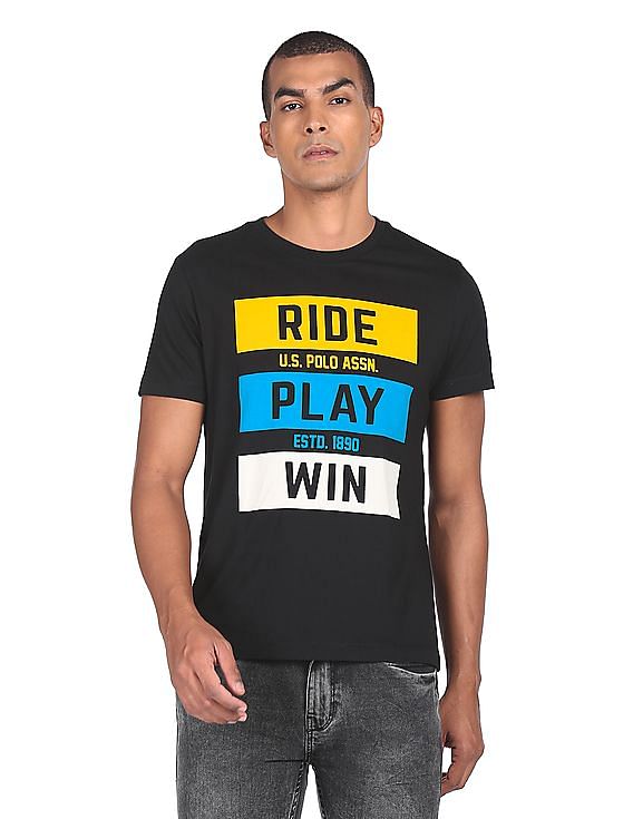 U.S. Polo Assn. Denim Co. Ribbed Neck Brand Print T-Shirt