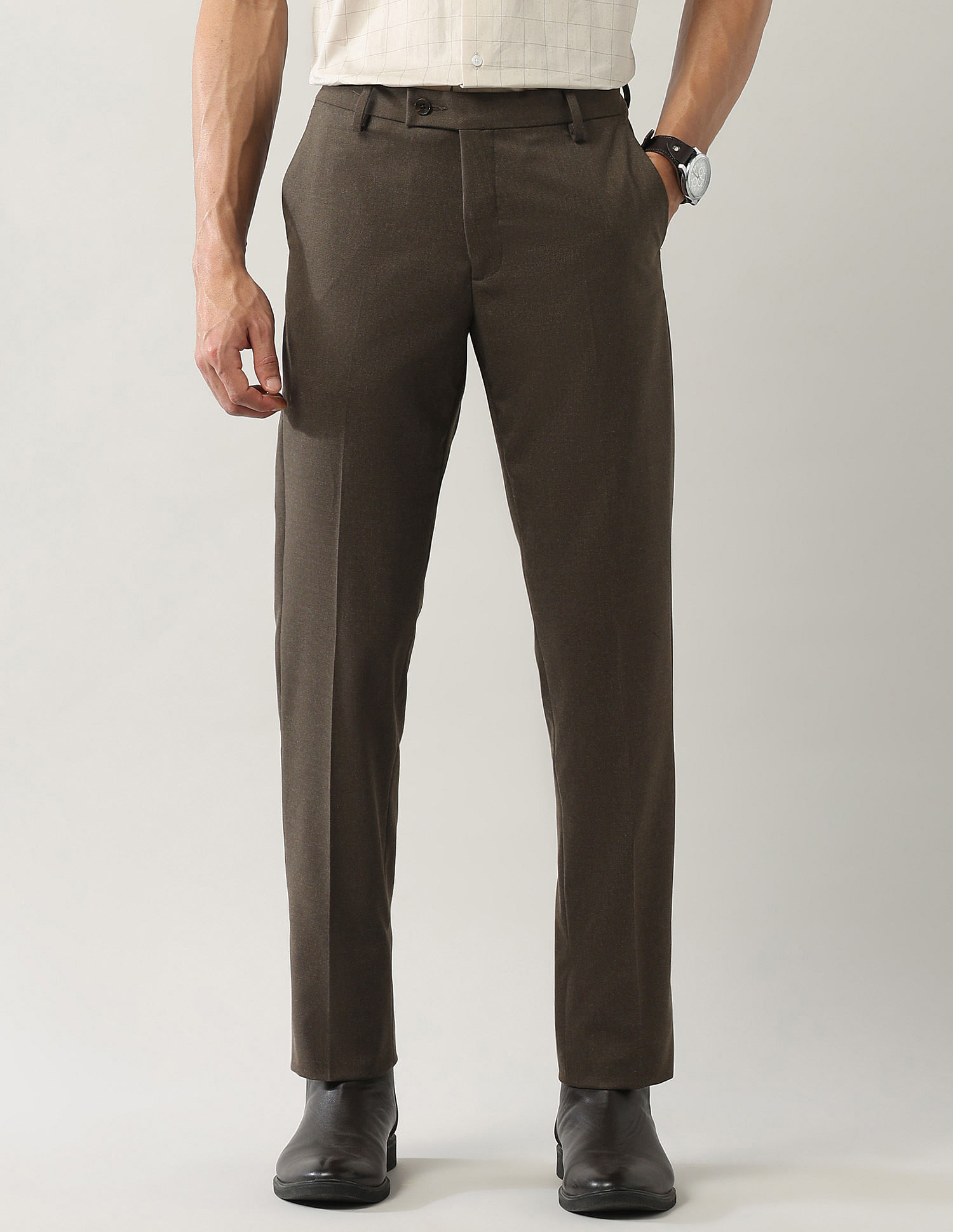 Arrow Solid Smartflex Twill Trousers