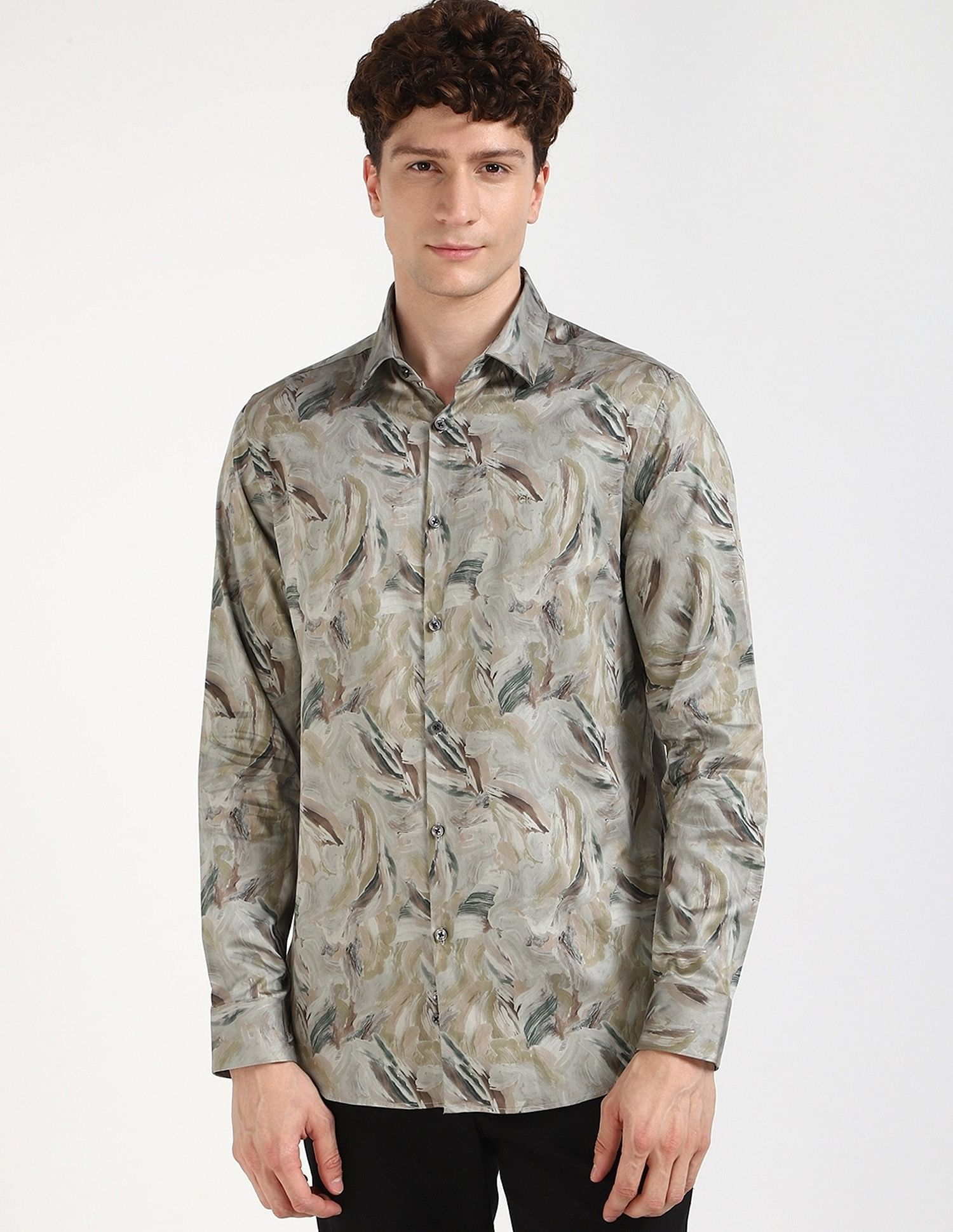 Calvin Klein Jeans Printed Slim-Fit Poplin Woven Shirt