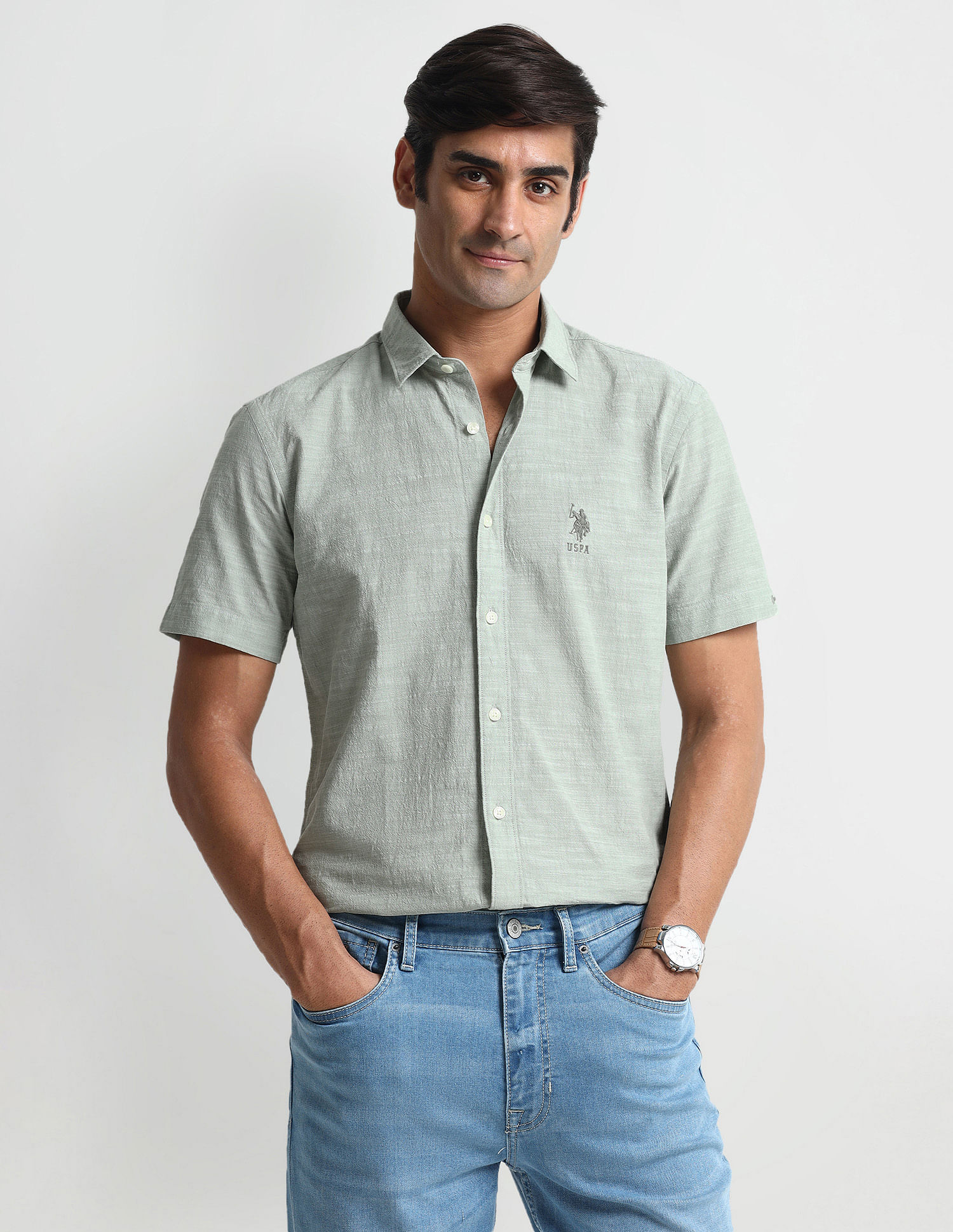 U.S. Polo Assn. Denim Co. Slim Fit Textured Shirt