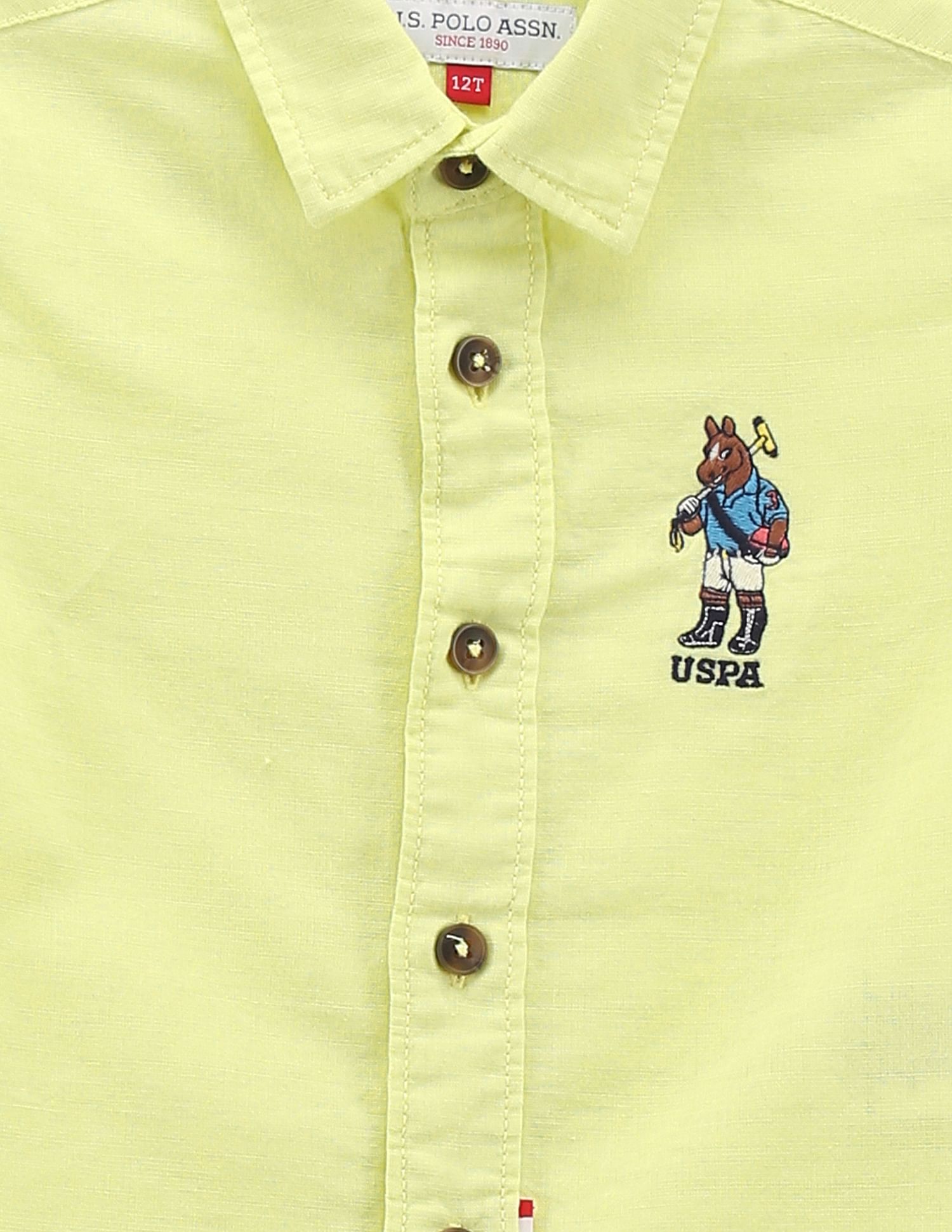 U.S. Polo Assn. Kids Boys Spread Collar Solid Shirt