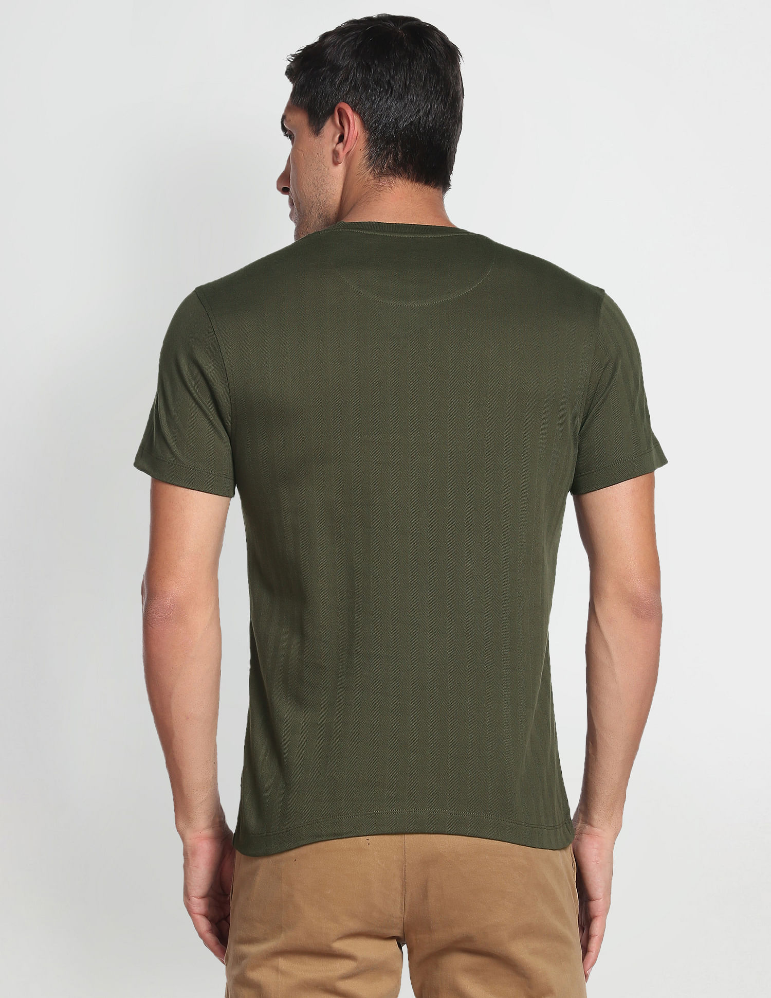 Arrow Sports Patterned Knit Mercerised Cotton T-Shirt