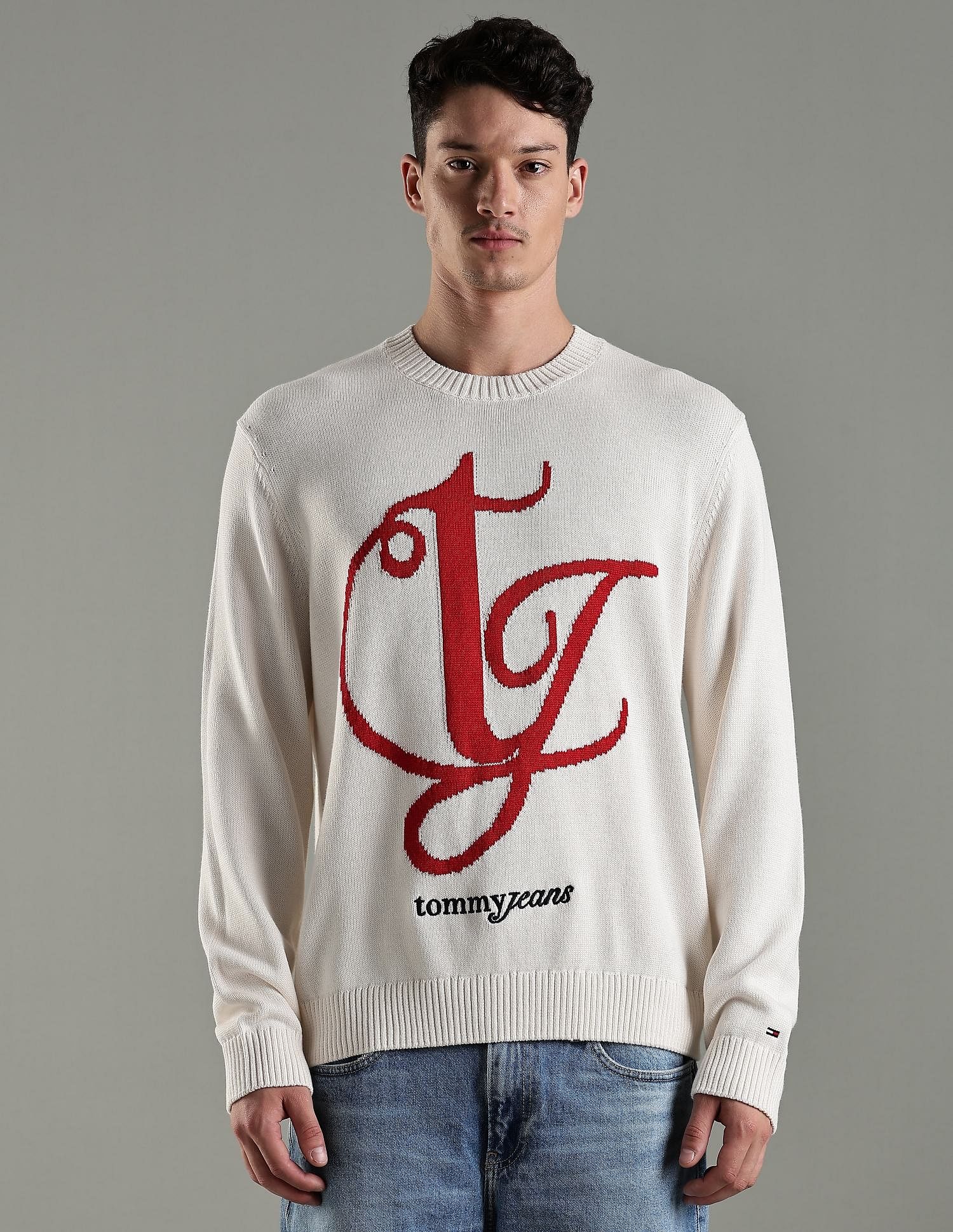 Tommy Hilfiger Embroidered Logo Regular Fit Cotton Sweater