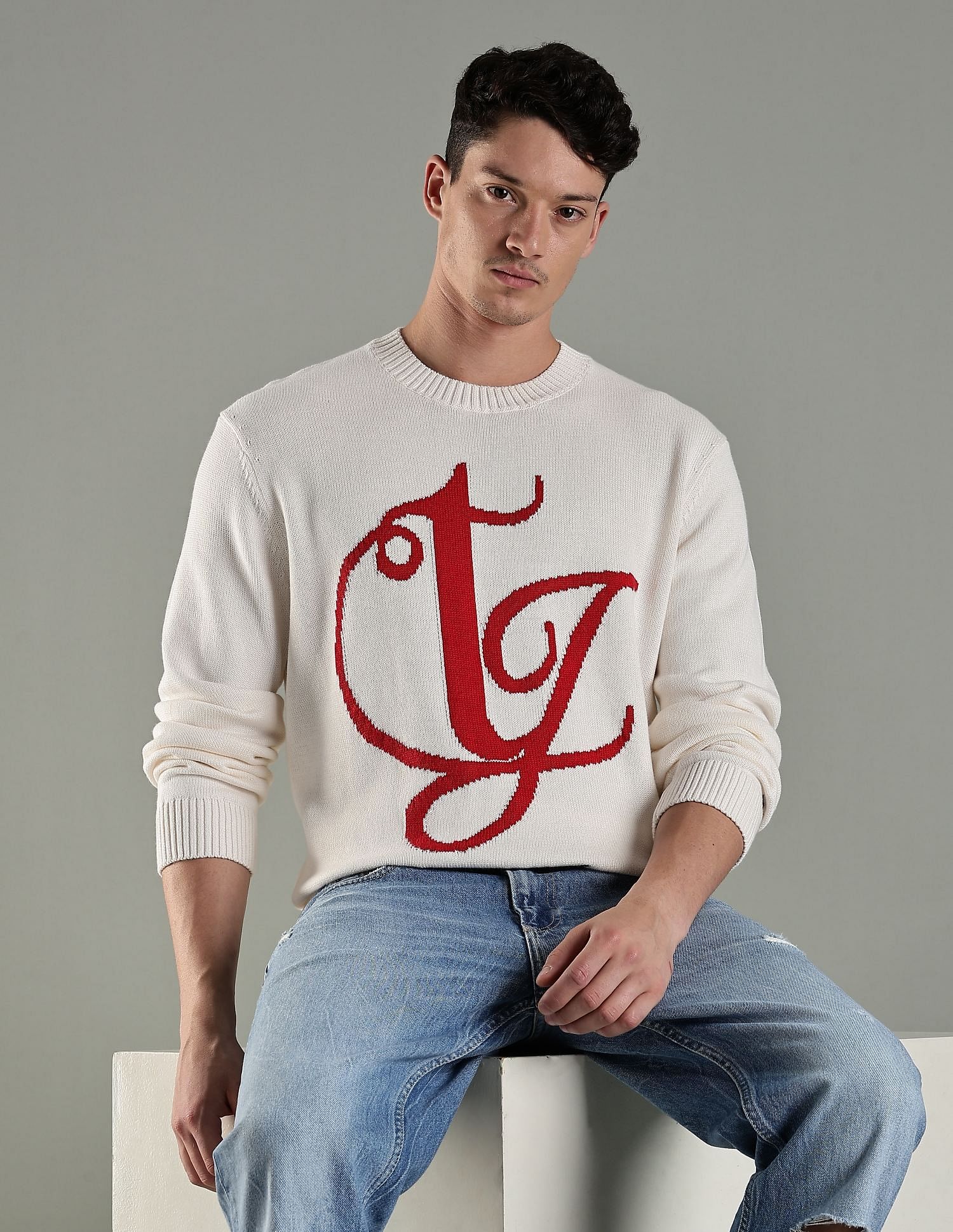 Tommy Hilfiger Embroidered Logo Regular Fit Cotton Sweater