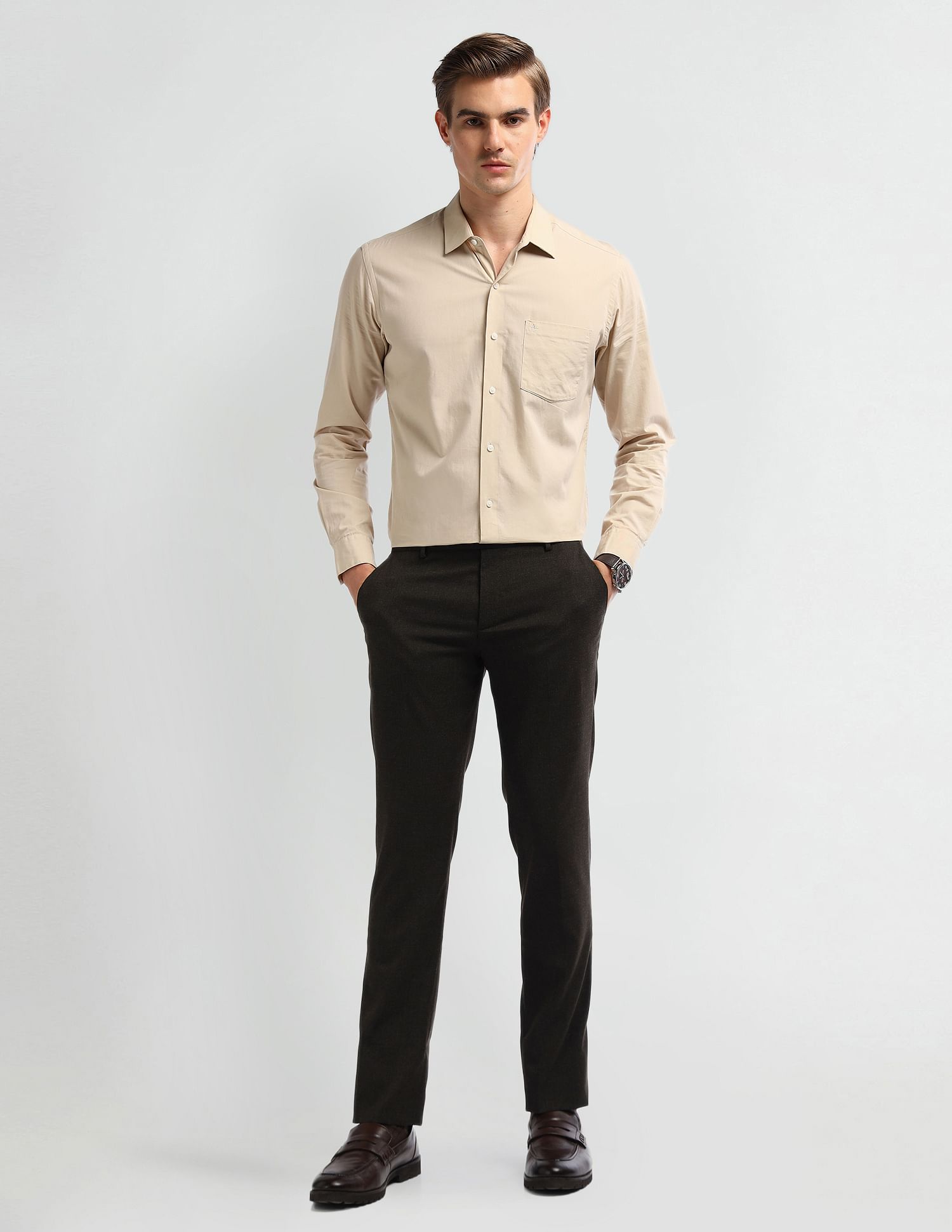 Arrow Mid Rise Carson Tapered Fit Trousers