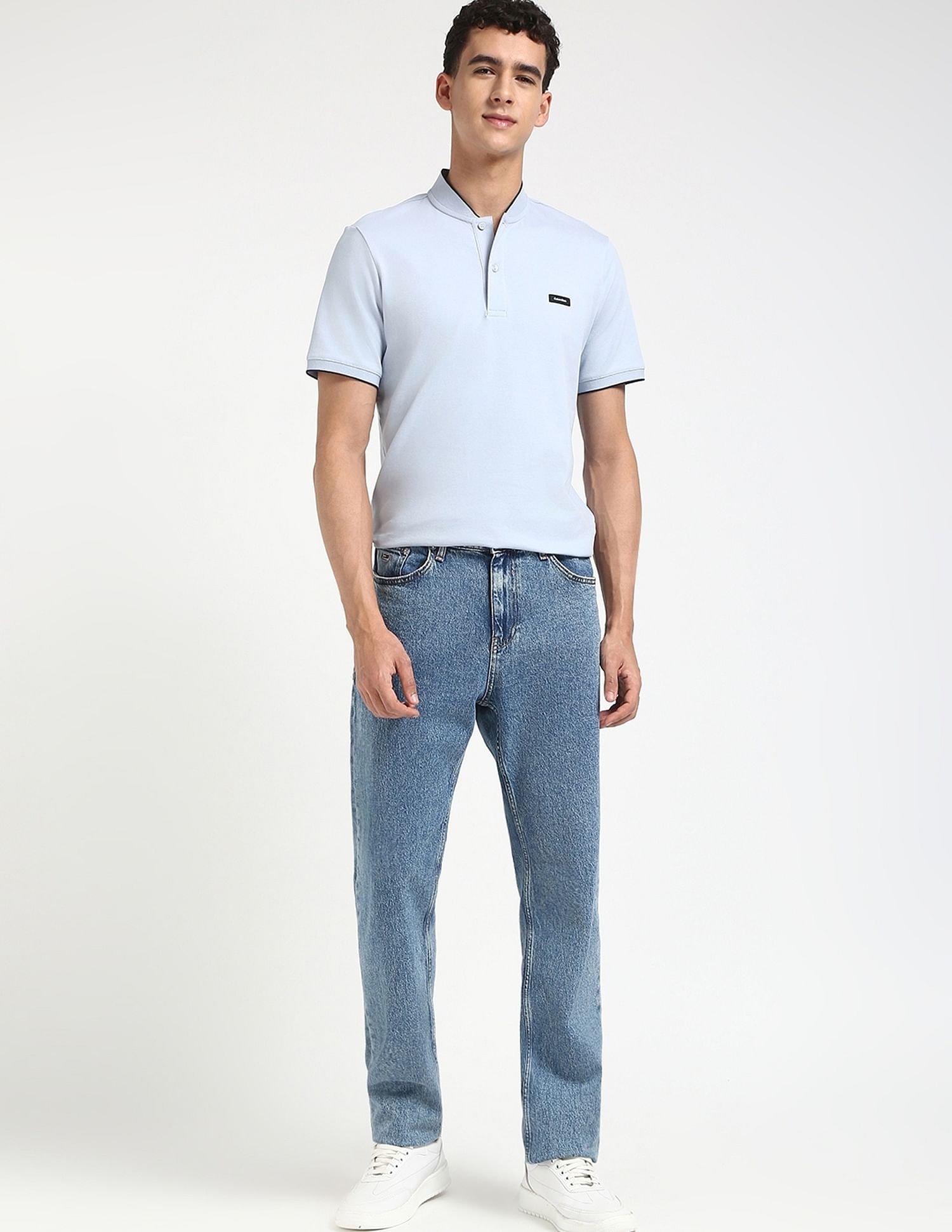 Calvin Klein Jeans Solid Slim-Fit Cotton Polo T-Shirt