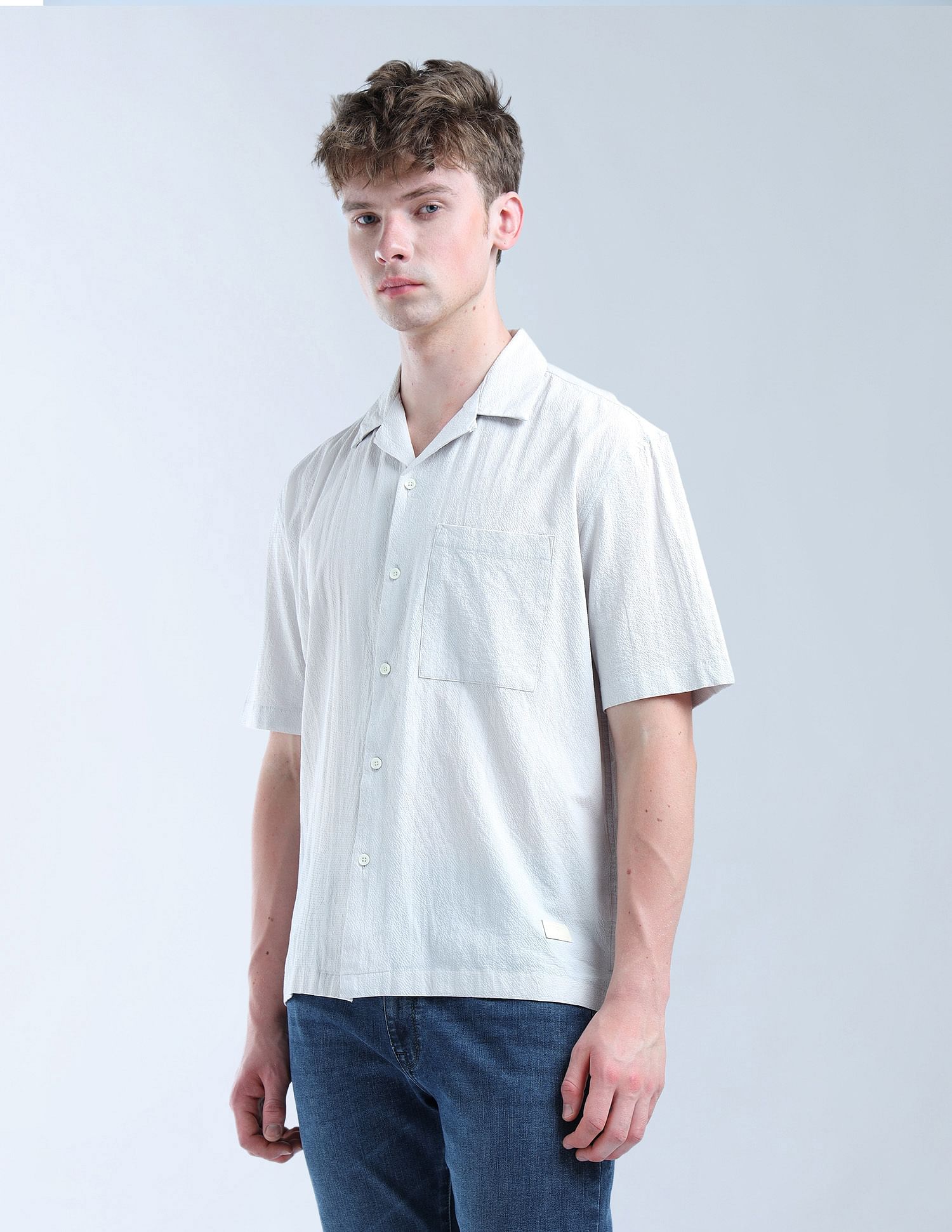 Flying Machine Textured Oversized Fit Digitopia Shirt