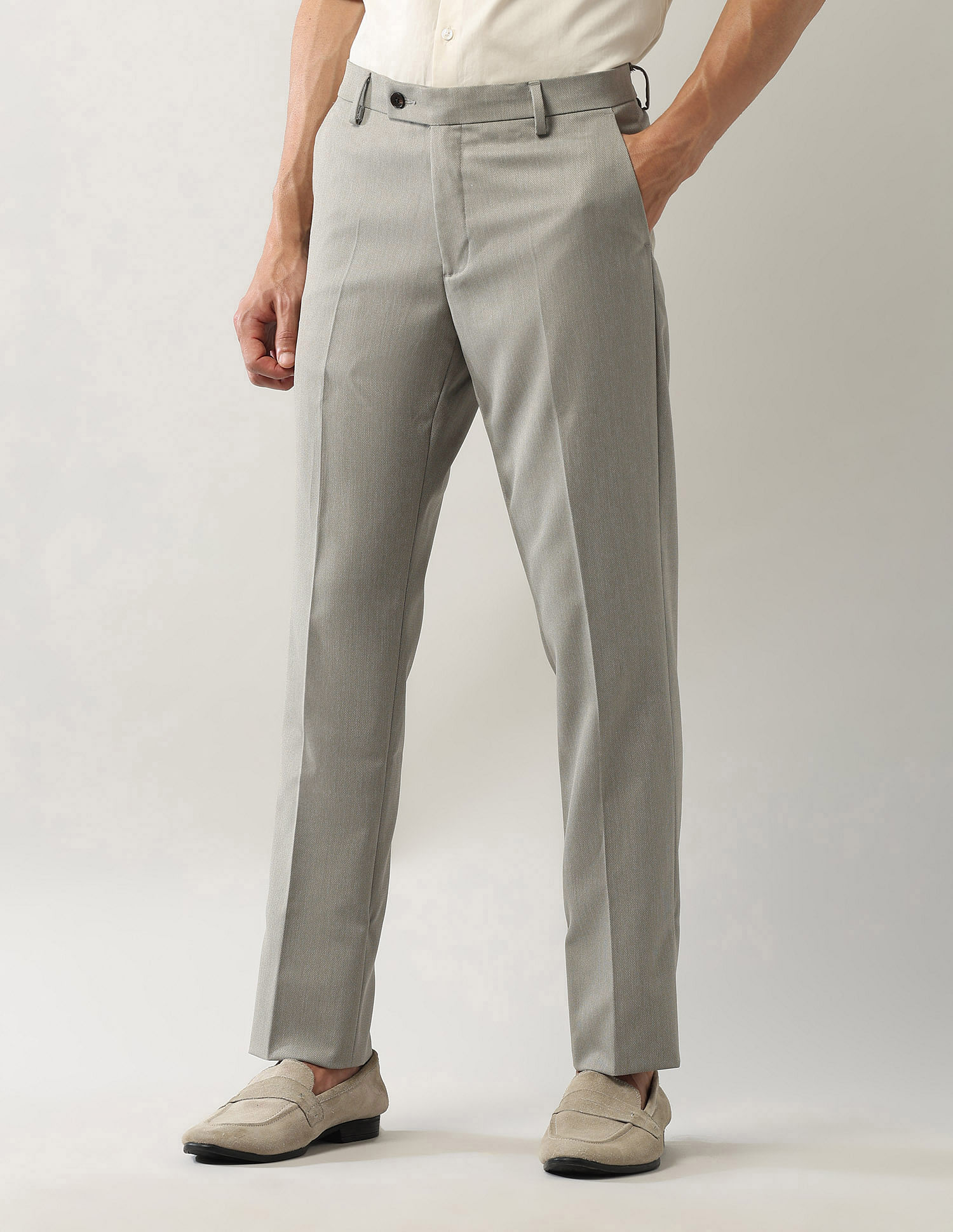 Arrow Mid Rise Smartflex Dobby Trousers