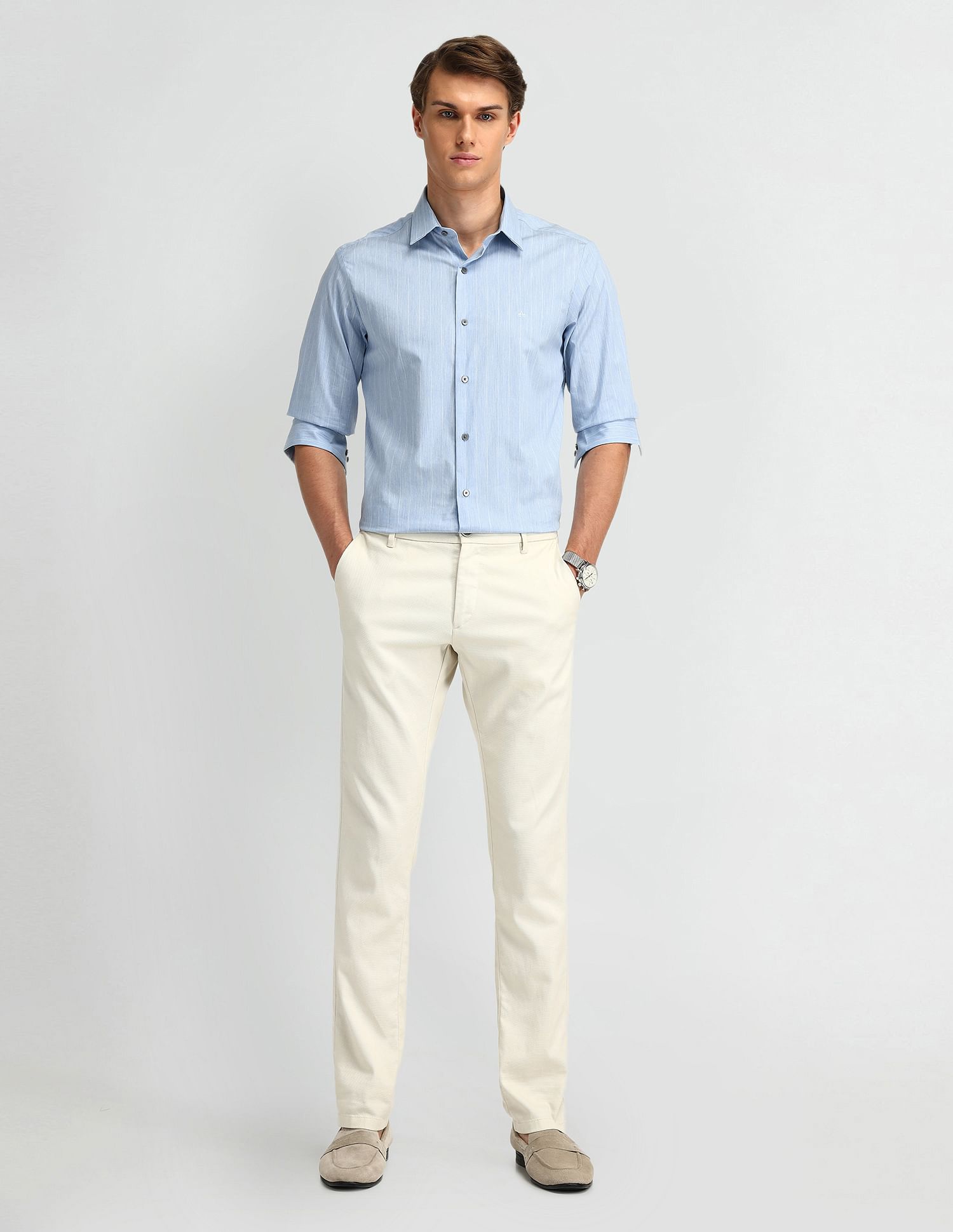Arrow Newyork Brooklyn Fit Vertical Striped Shirt