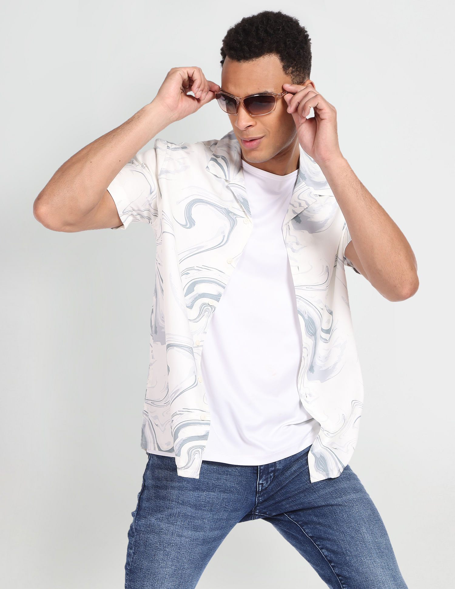 Flying Machine Short Sleeve Abstract Print Shirt