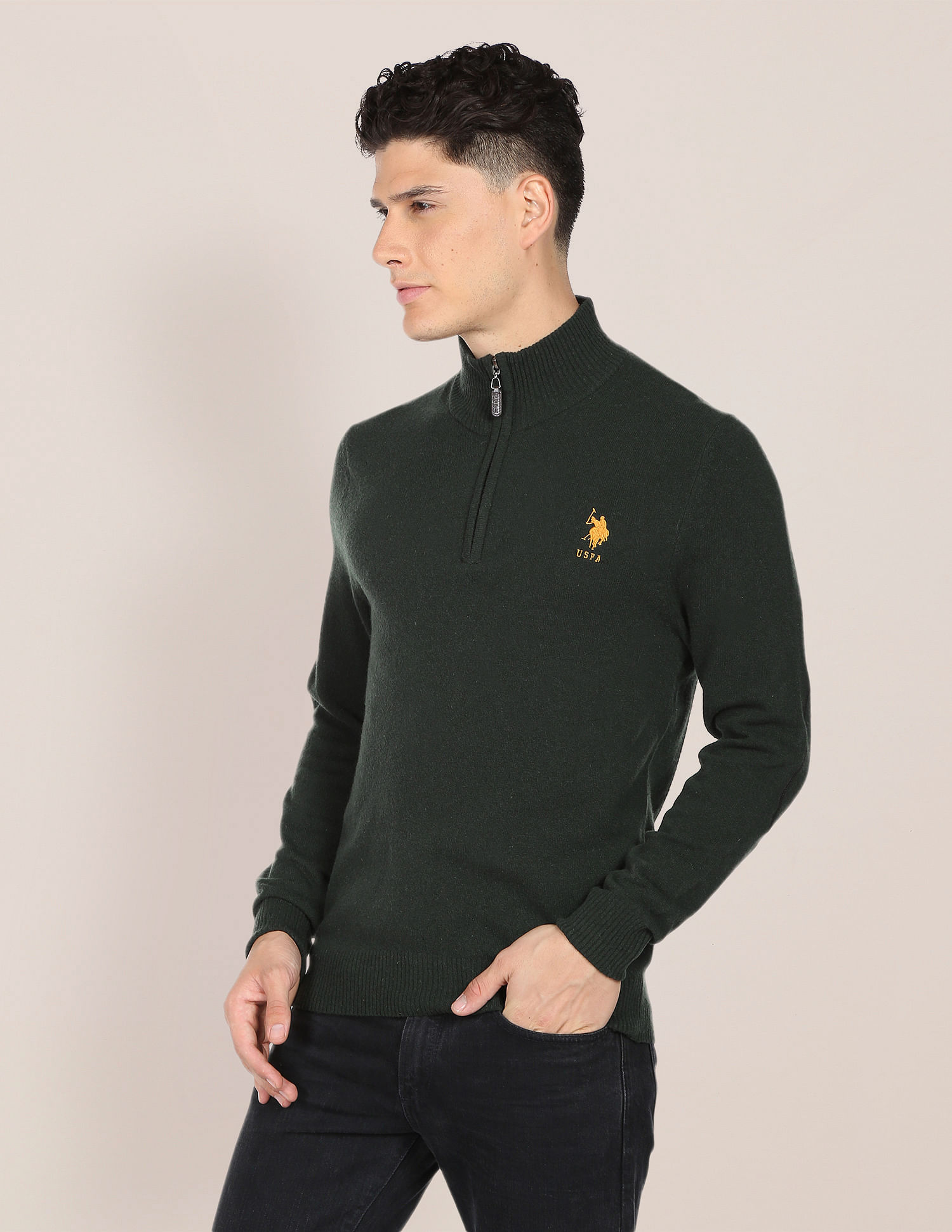U.S. Polo Assn. High Neck Solid Sweater