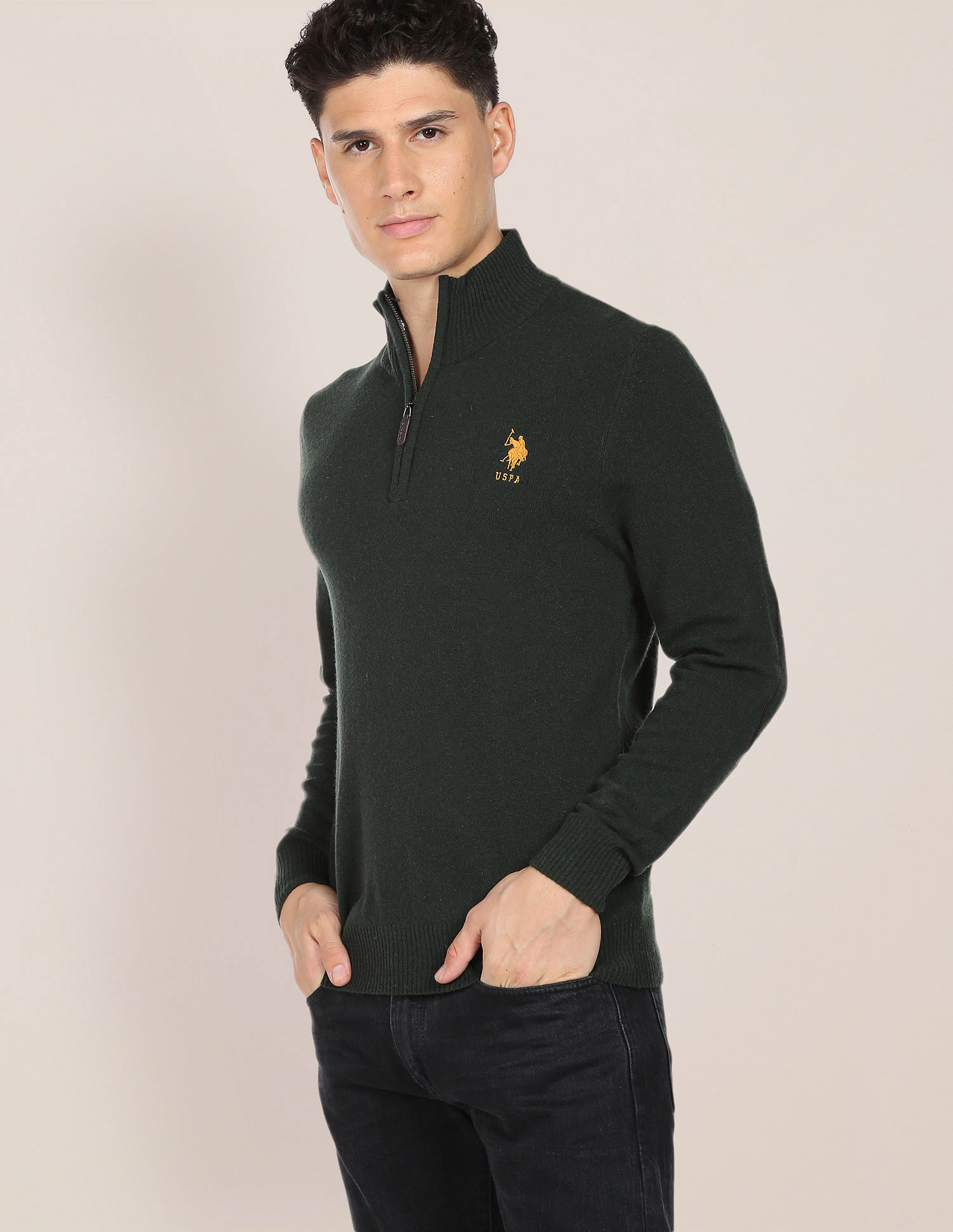 U.S. Polo Assn. High Neck Solid Sweater