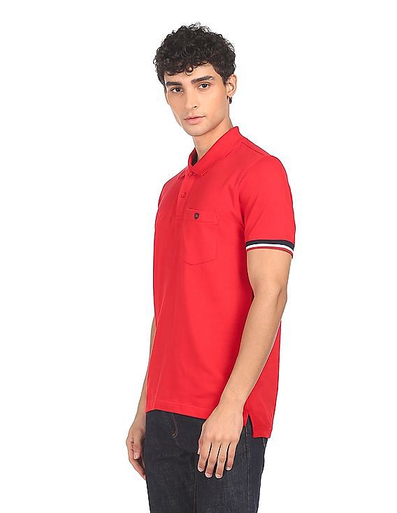 AD by Arvind Cotton Solid Polo Shirt