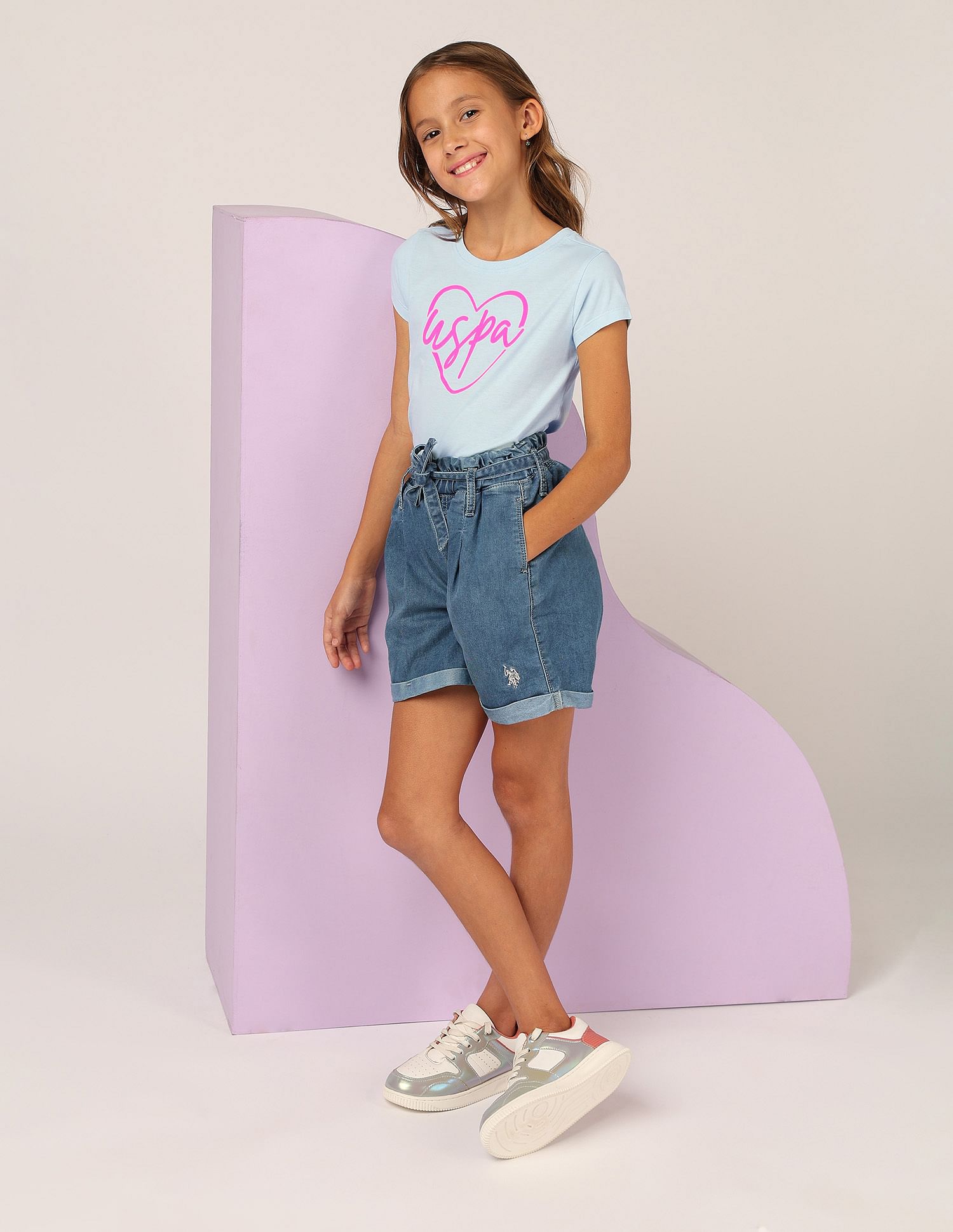 U.S. Polo Assn. Kids Girls Flock Print Regular Fit T-Shirt