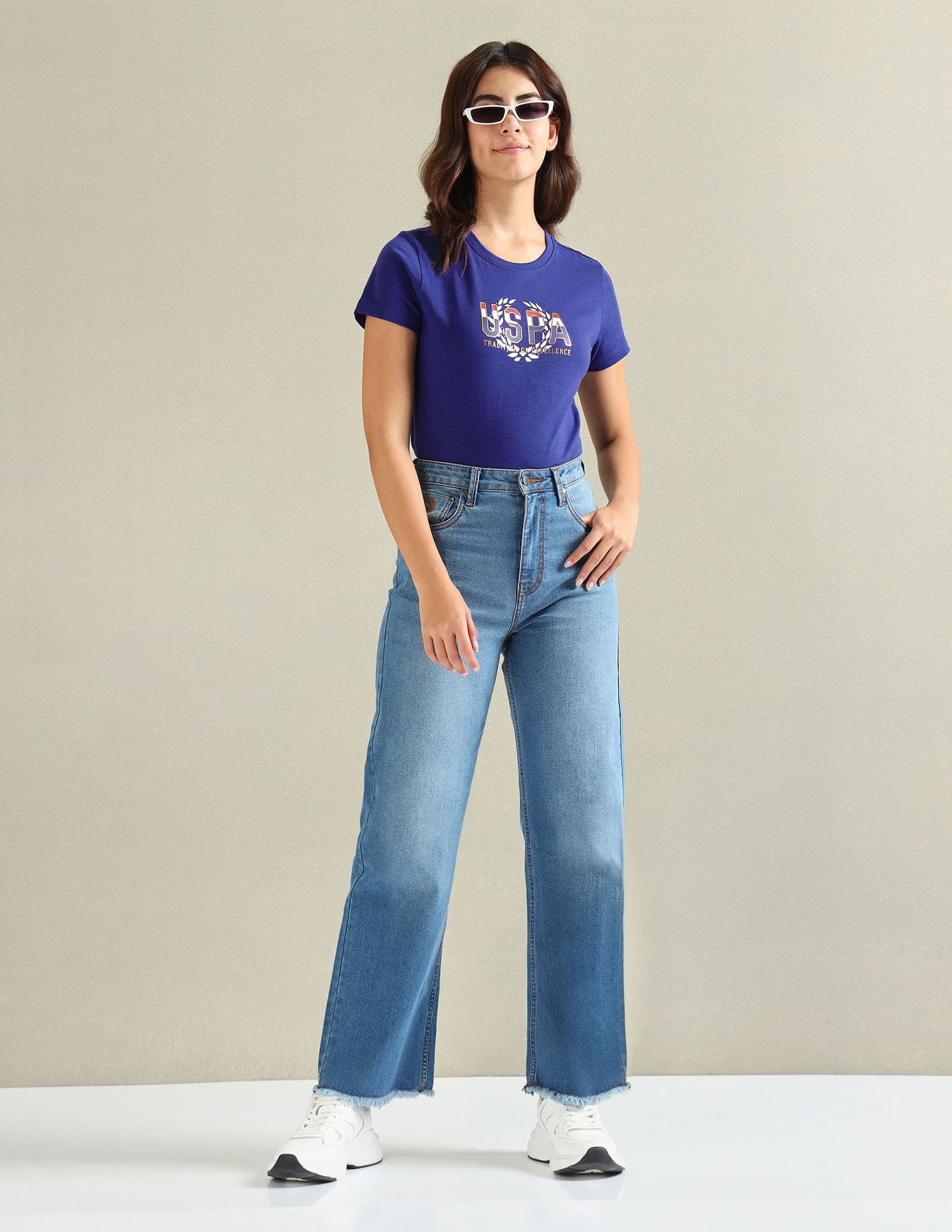 U.S. Polo Assn. Women Brand Print Cotton Slub T-Shirt