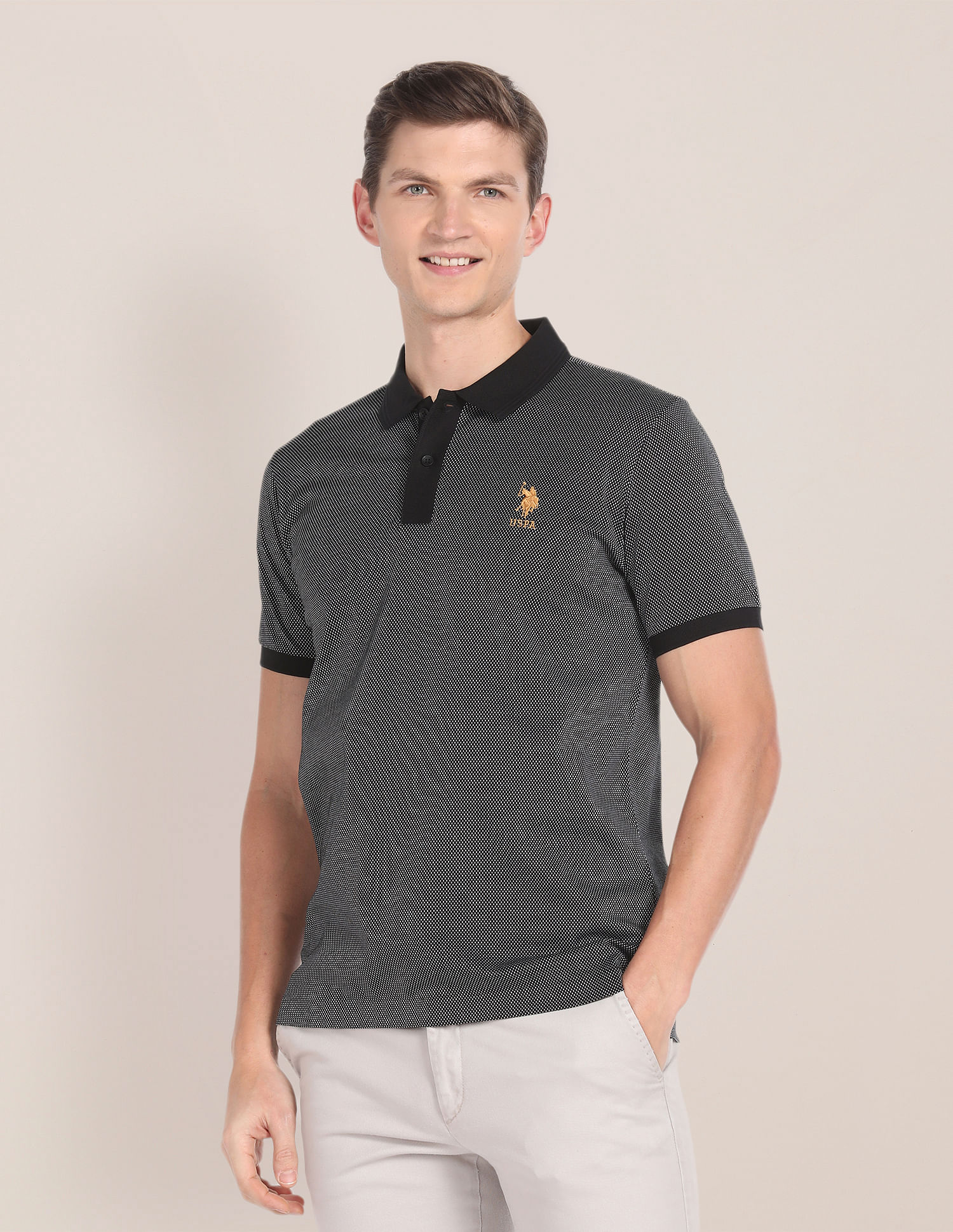 Buy U.S. Polo Assn. Geometric Print Slim Fit Polo Shirt