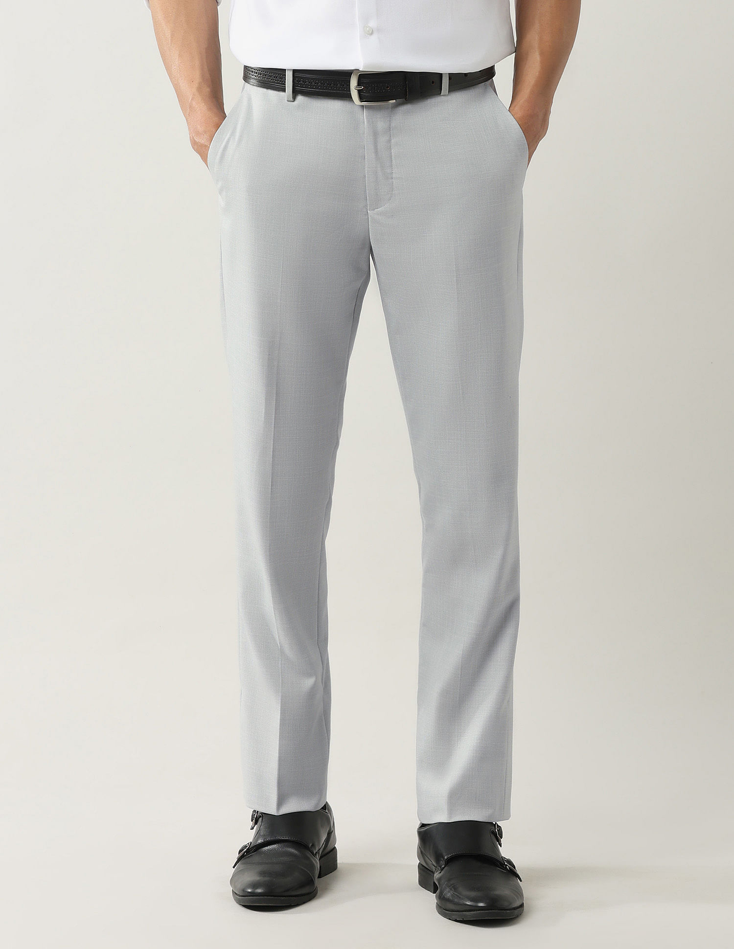 Arrow Regular Fit Dobby Weave Autoflex Trousers