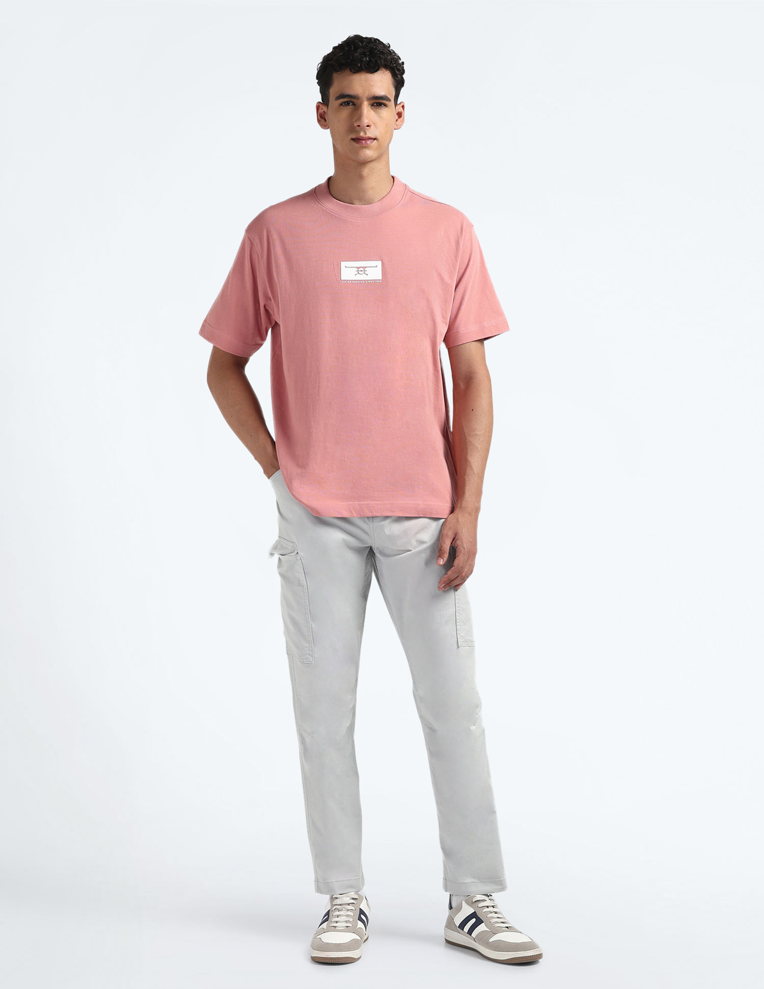 Flying Machine Crew Neck Relaxed Fit Logo T-Shirt
