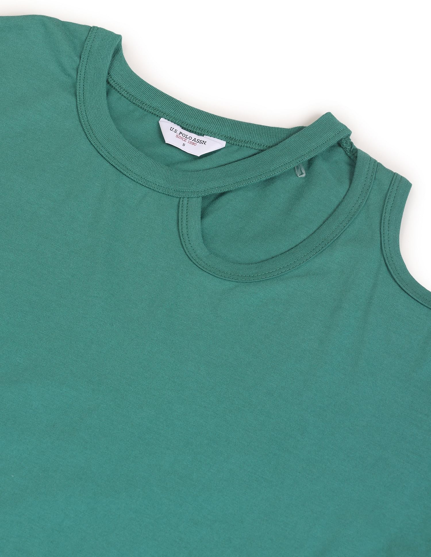 U.S. Polo Assn. Women Cut Out Shoulder Solid Top