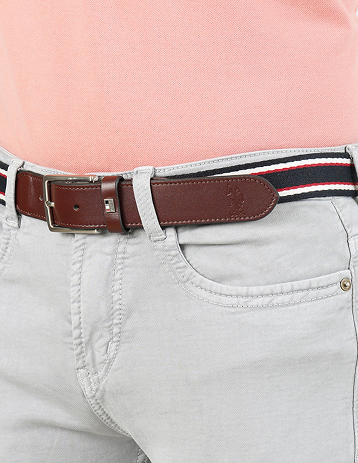 U.S. Polo Assn. Men Striped Knit Belt
